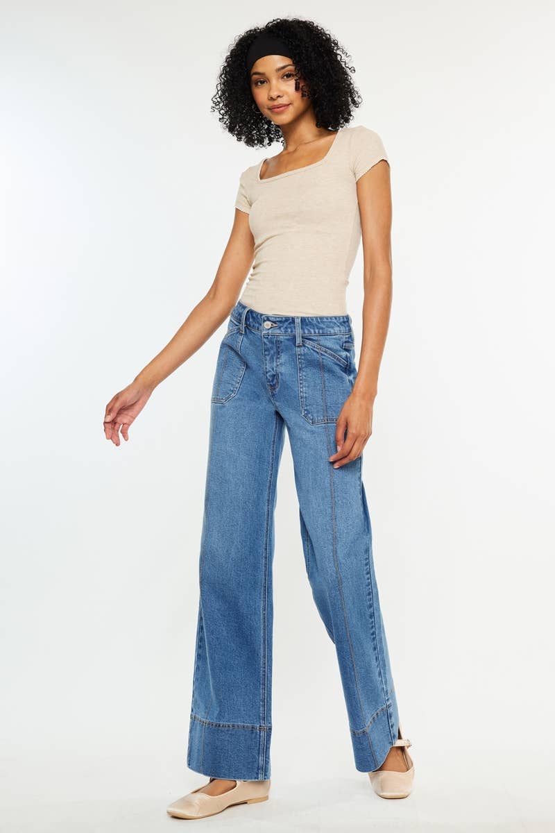 Kan Can USA - MID RISE WIDE LEG JEANS