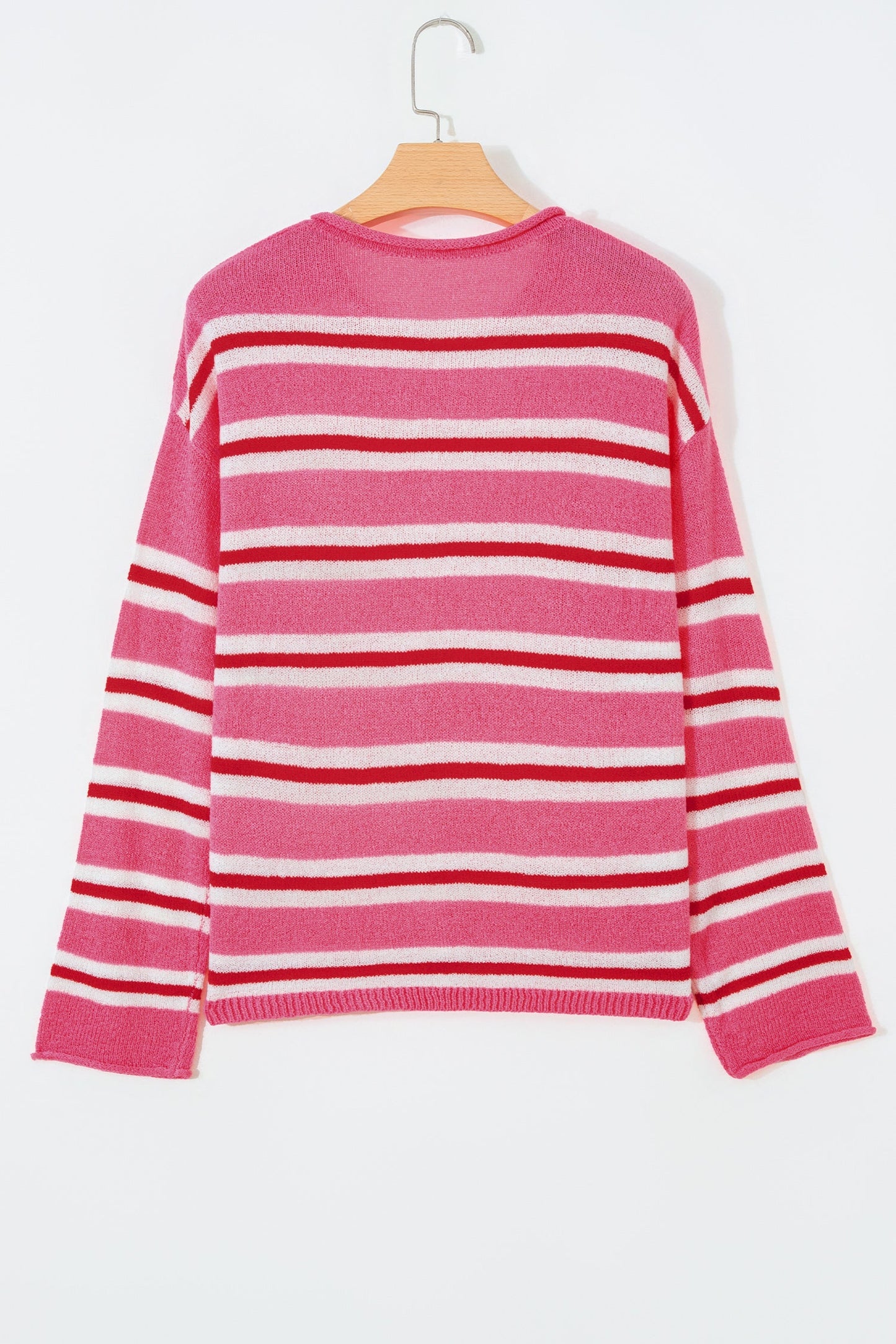 Stripe Drop Shoulder Buttoned Knit Cardigan