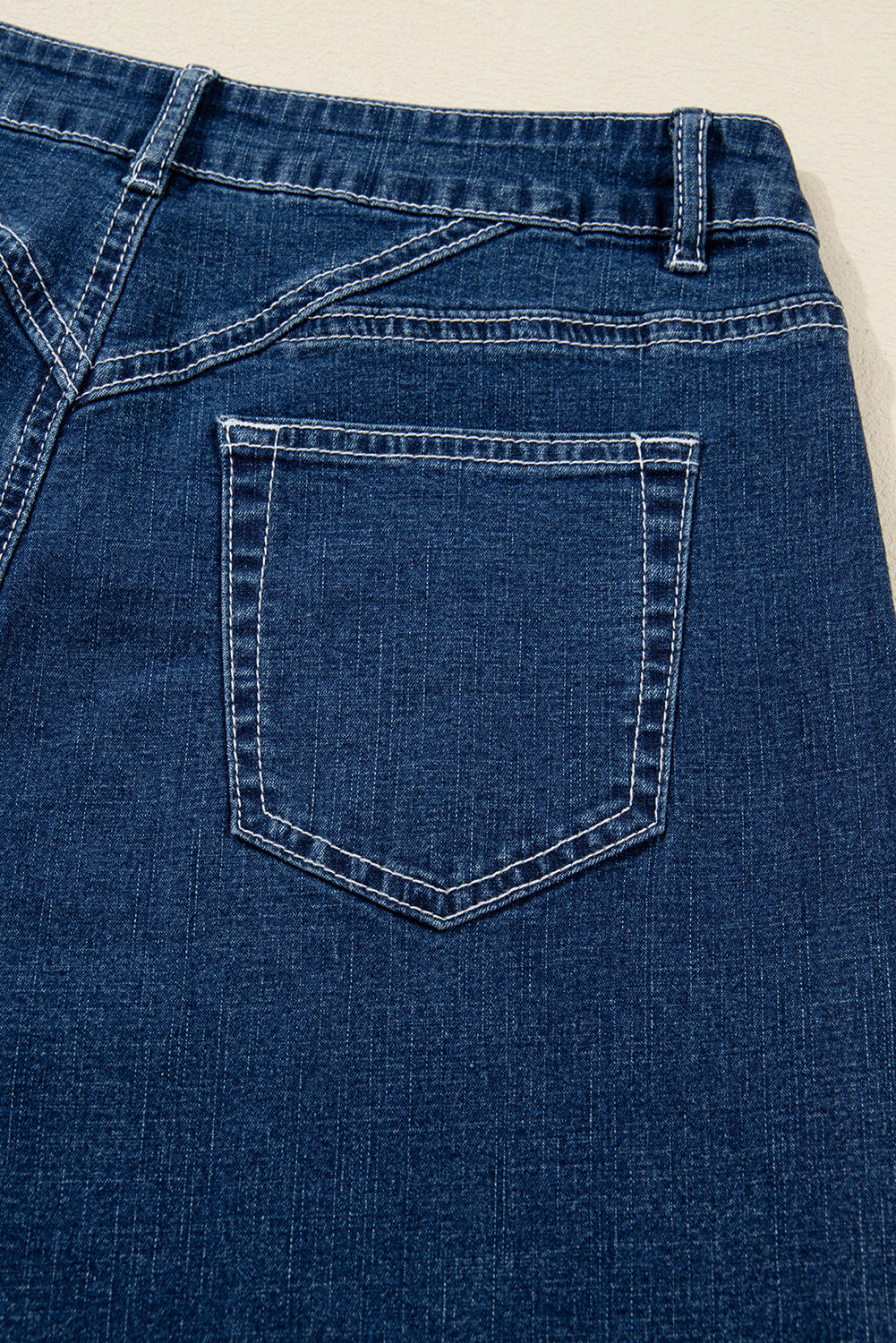 Denim Stitch High-Waist Cuff Jeans