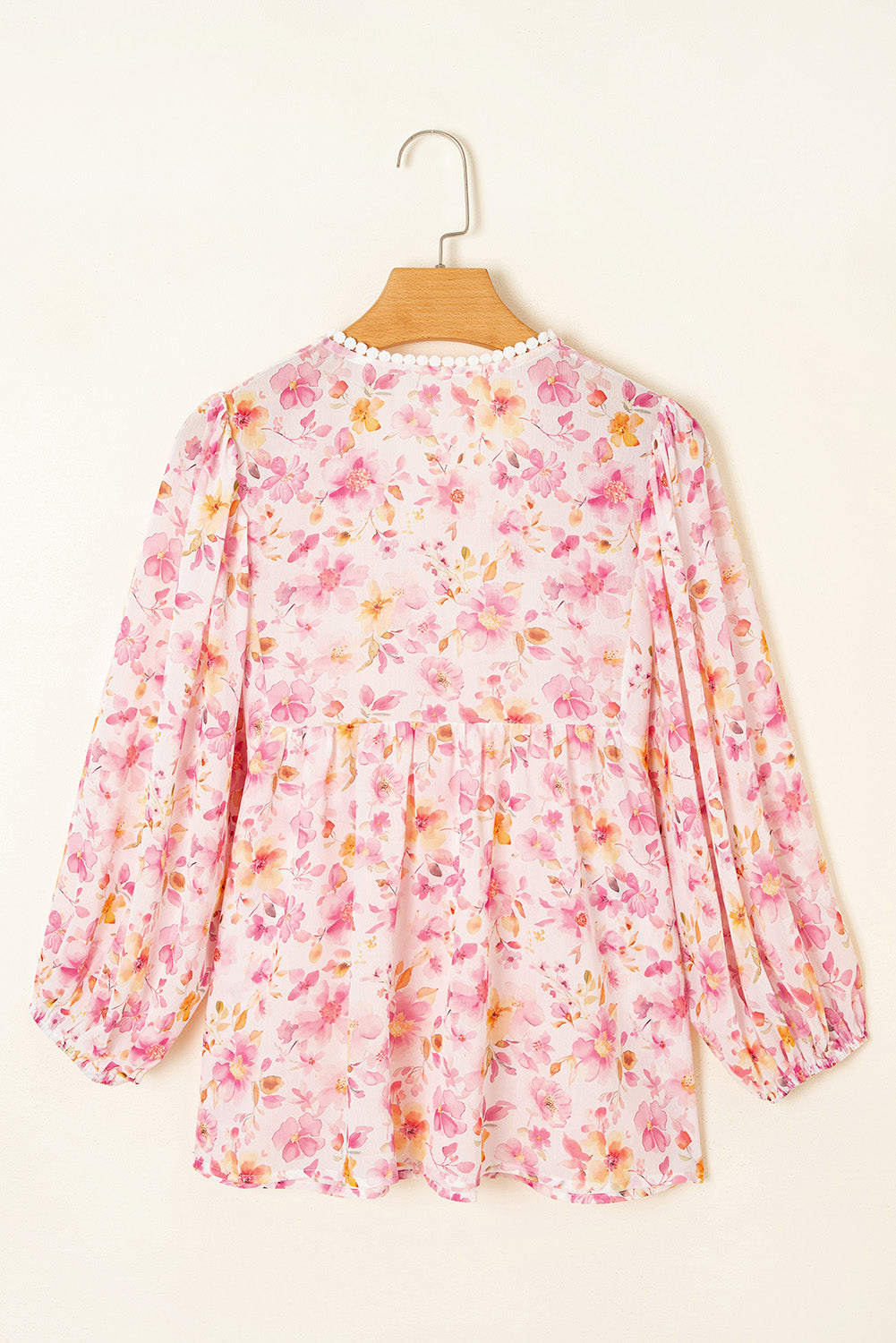 Floral Tassel Tie Smocked Blouse