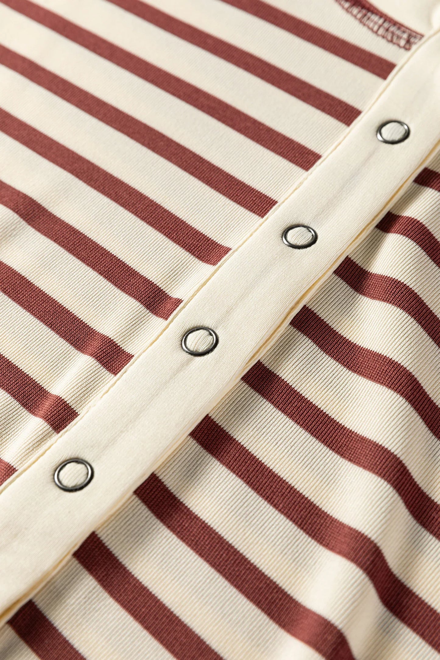 Stripe Half Buttoned Short Sleeve Top