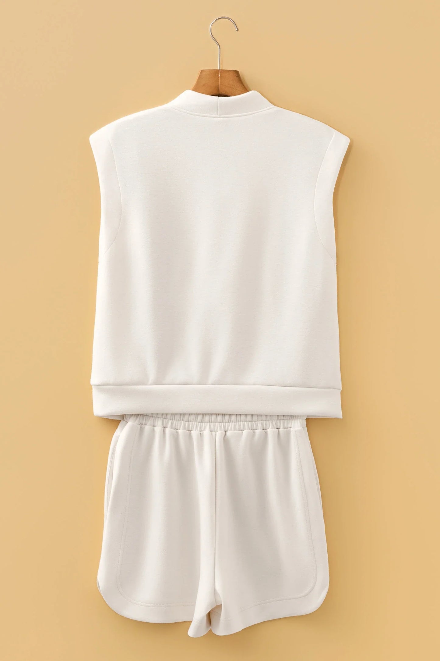 Solid Quarter Zip Sleeveless Top & Shorts Set