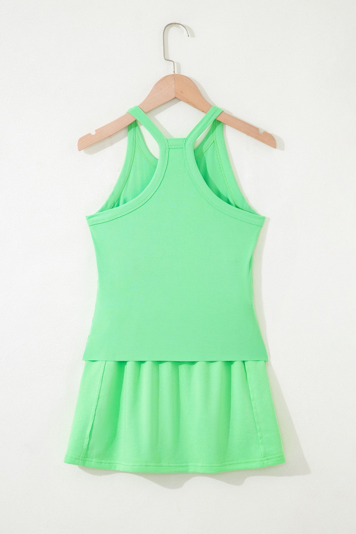 Solid Tank Top and Elastic Waist Mini Skort Set