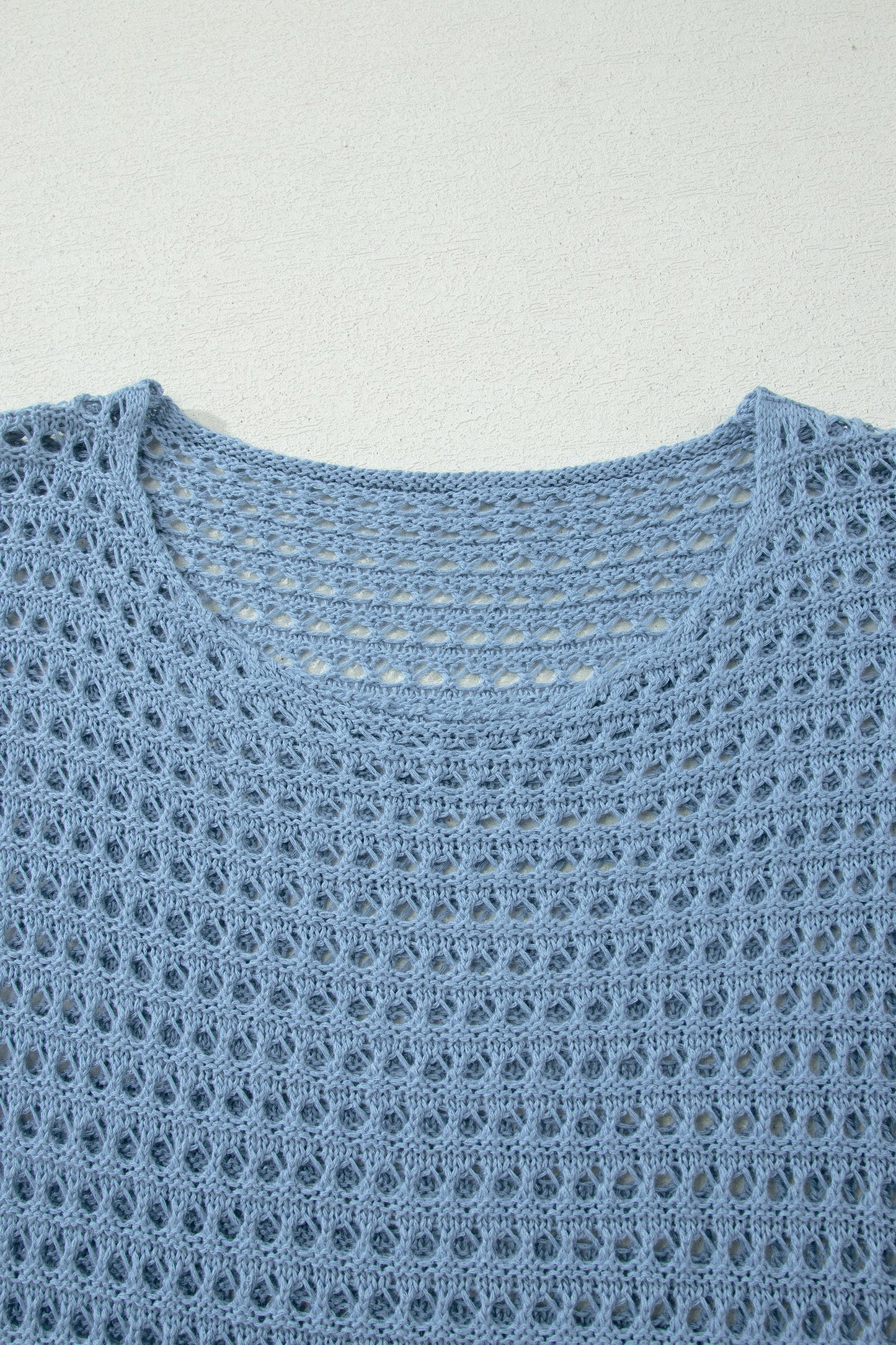 Solid Crochet Knit Long Sleeve Sweater