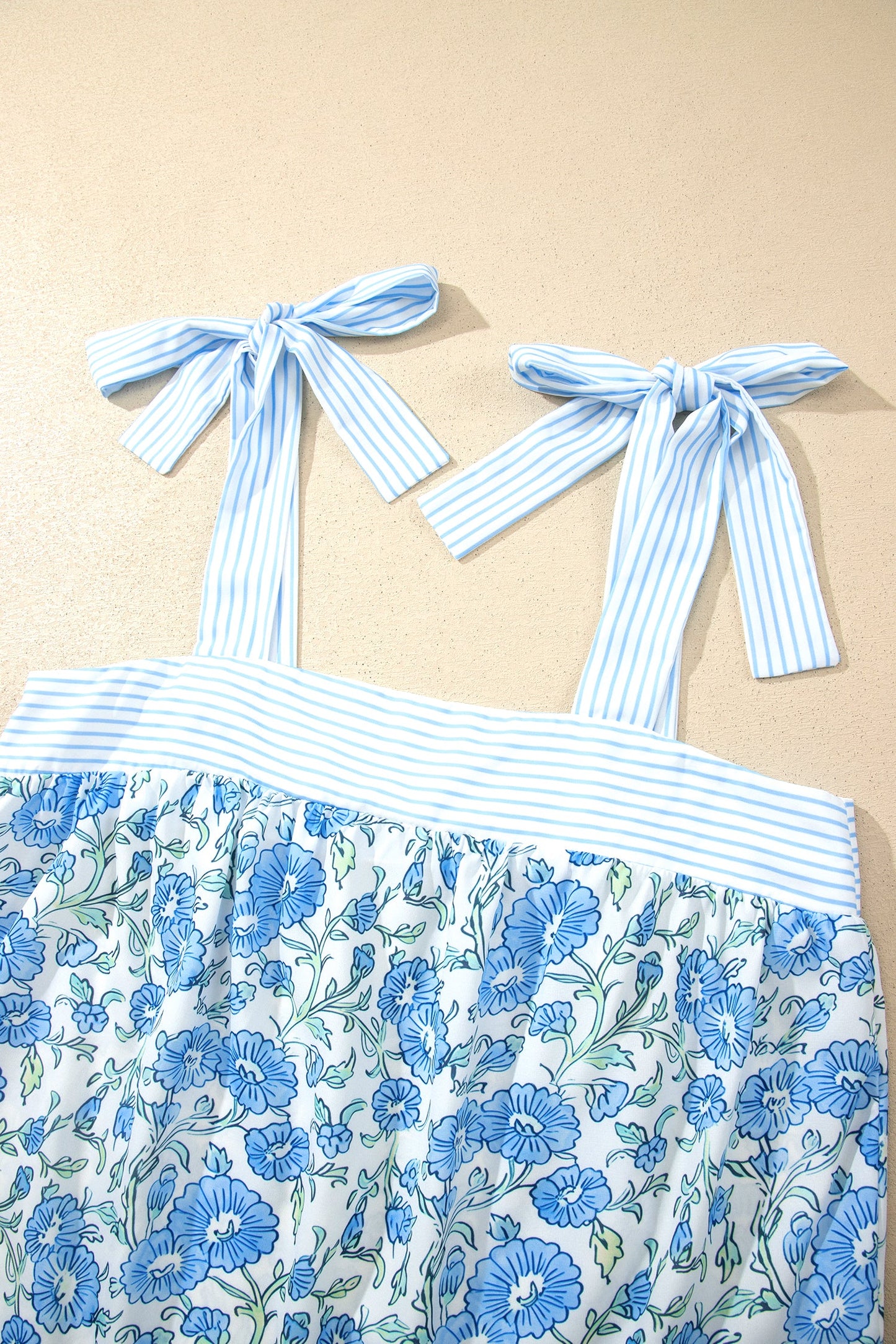 Floral Stripe Patchwork Top & Shorts Set