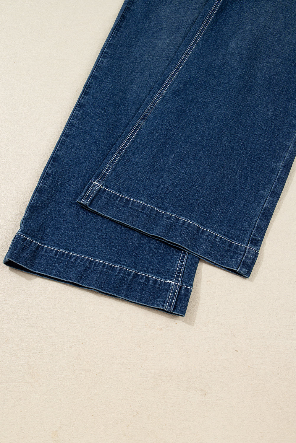 Denim Stitch High-Waist Cuff Jeans