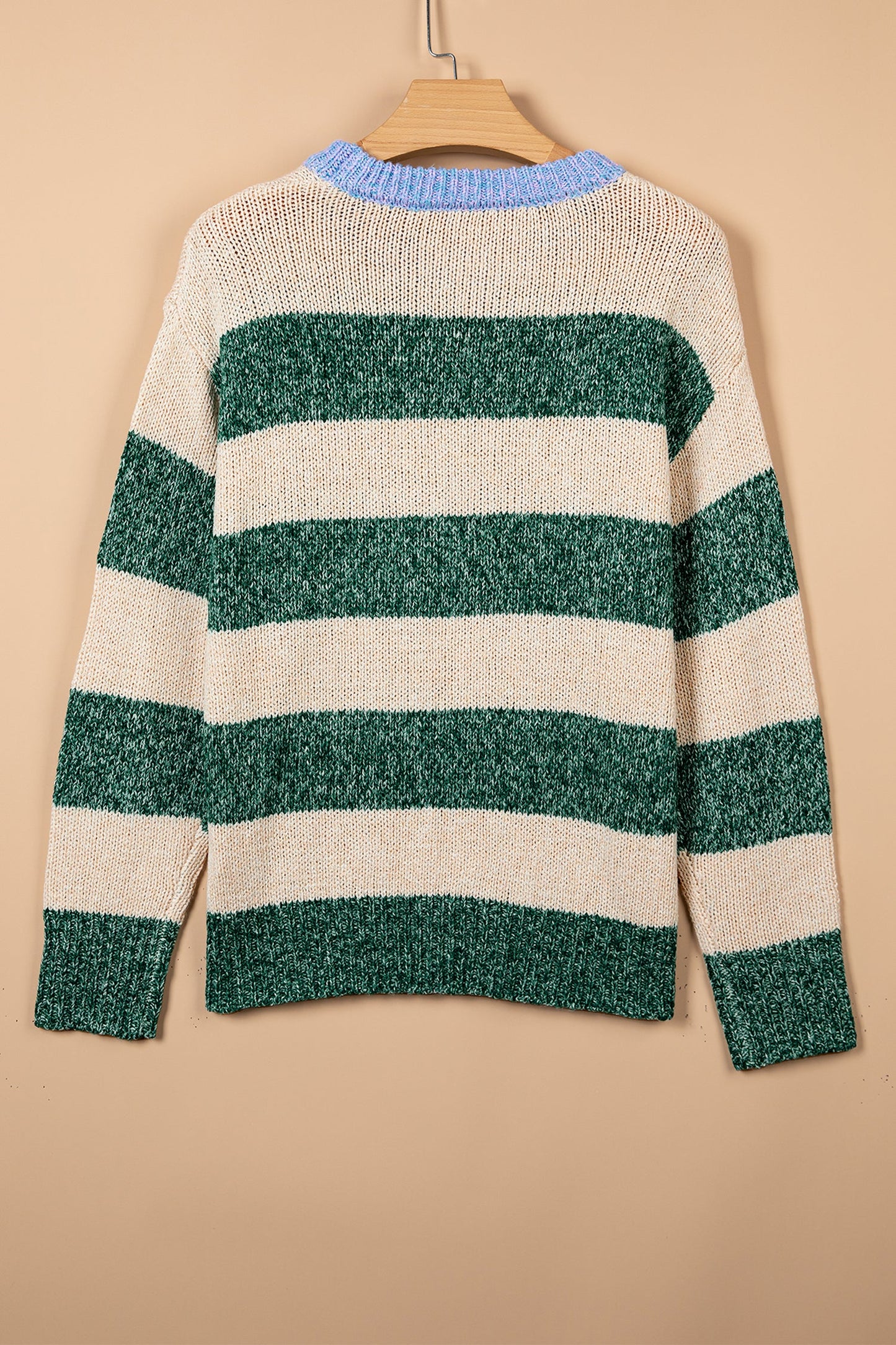 Stripe Colorblock Drop Shoulder Pullover Sweater