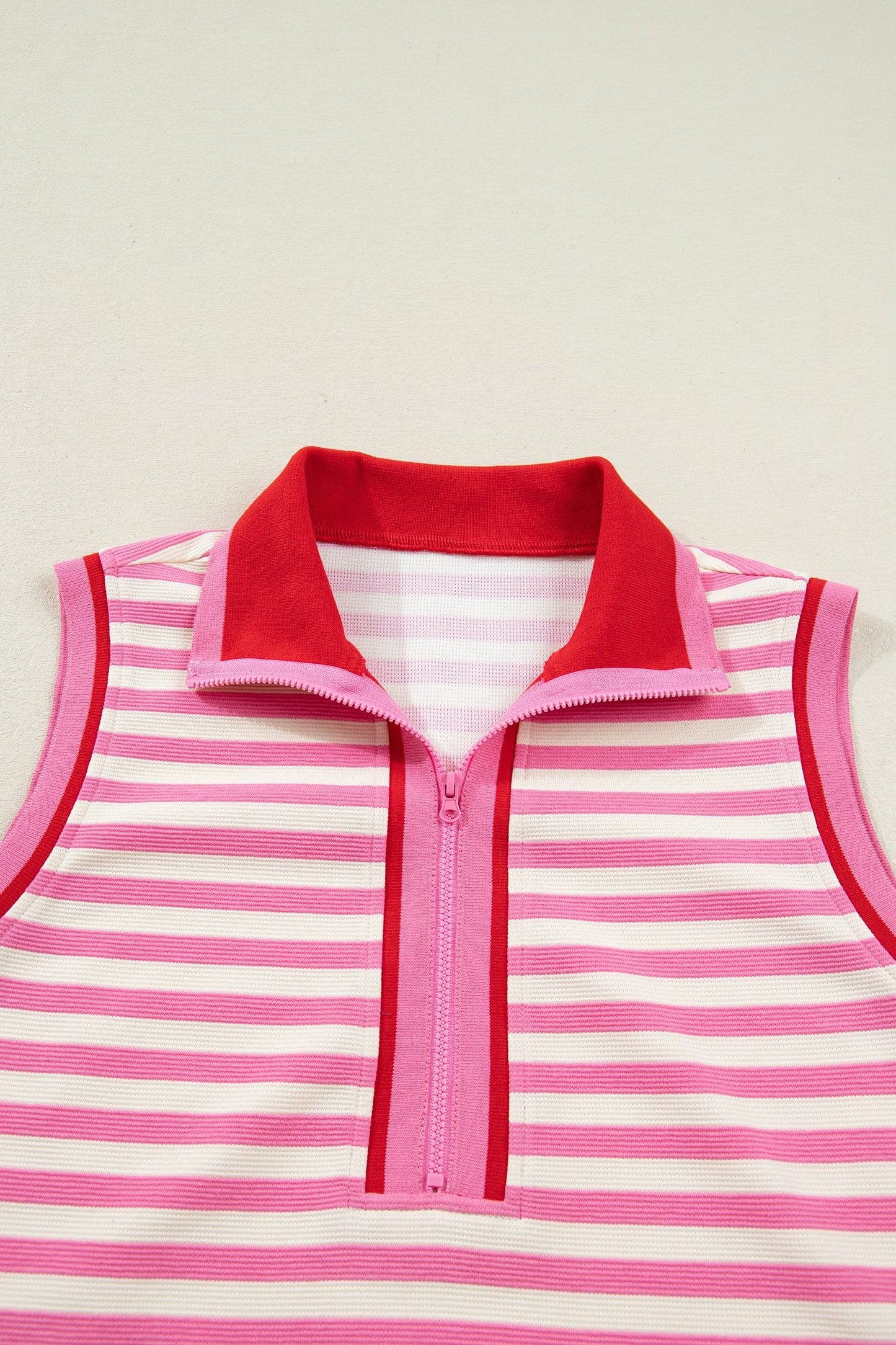 Stripe Textured Zip Collar Top & Skort Set