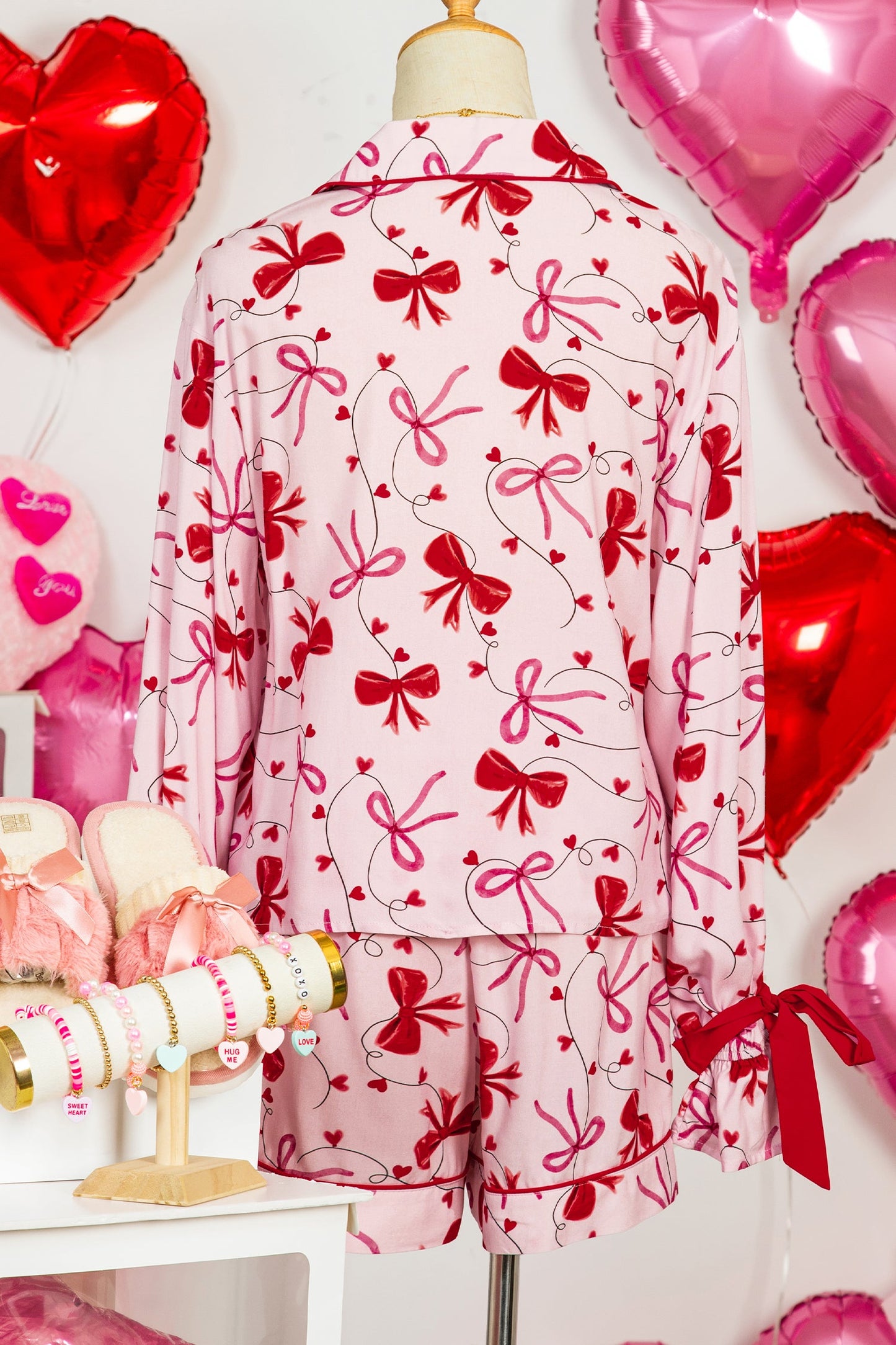 Valentine Bow Shirt and Shorts Pajama Set