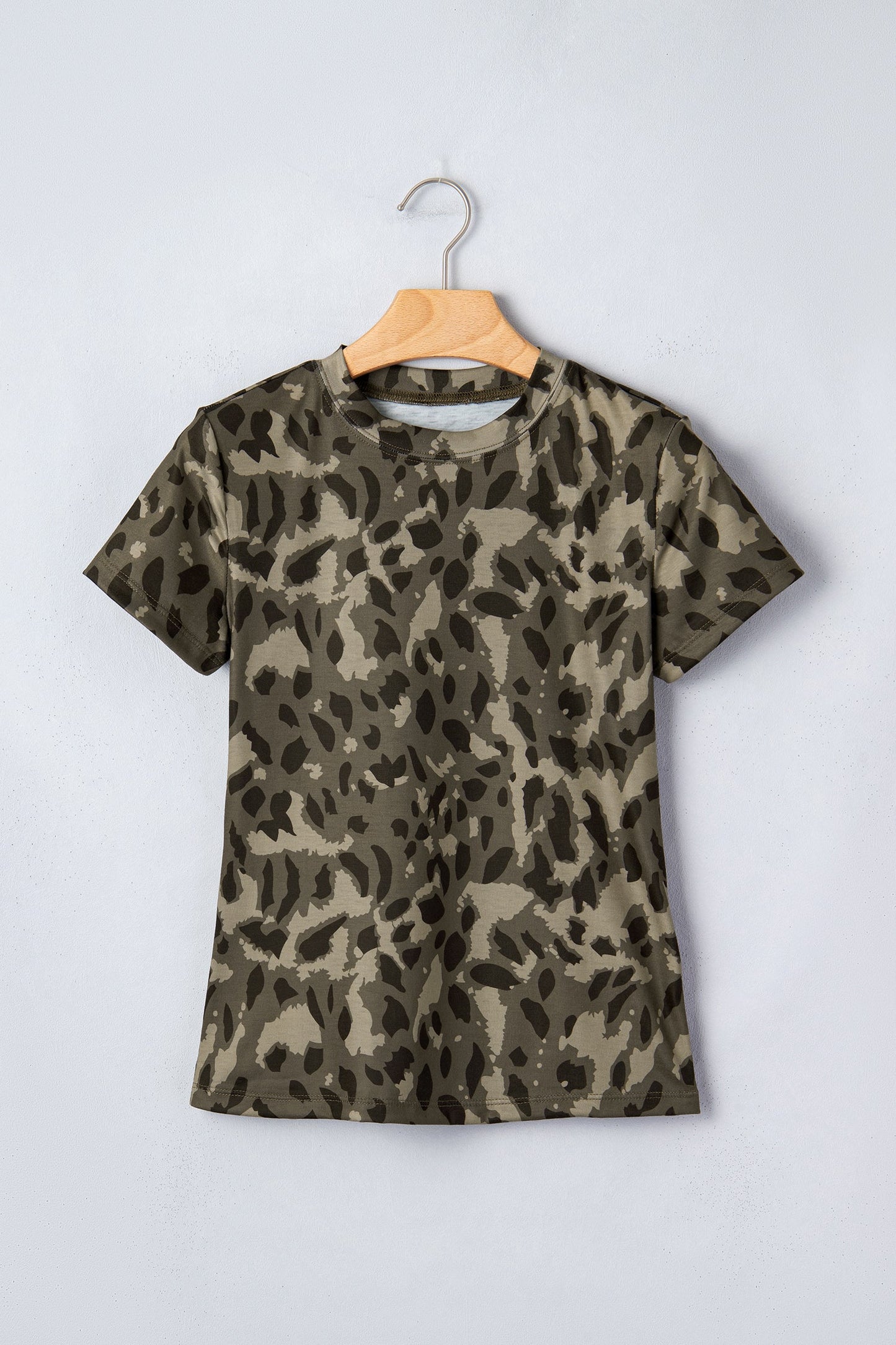 Leopard Mock Neck Short Sleeve Tee