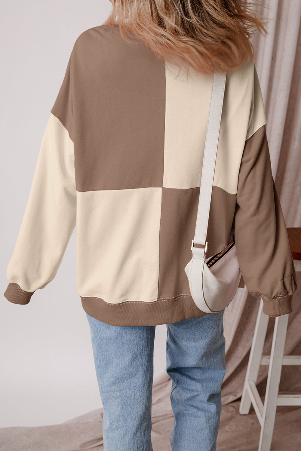 Colorblock Crewneck Henley Sweatshirt