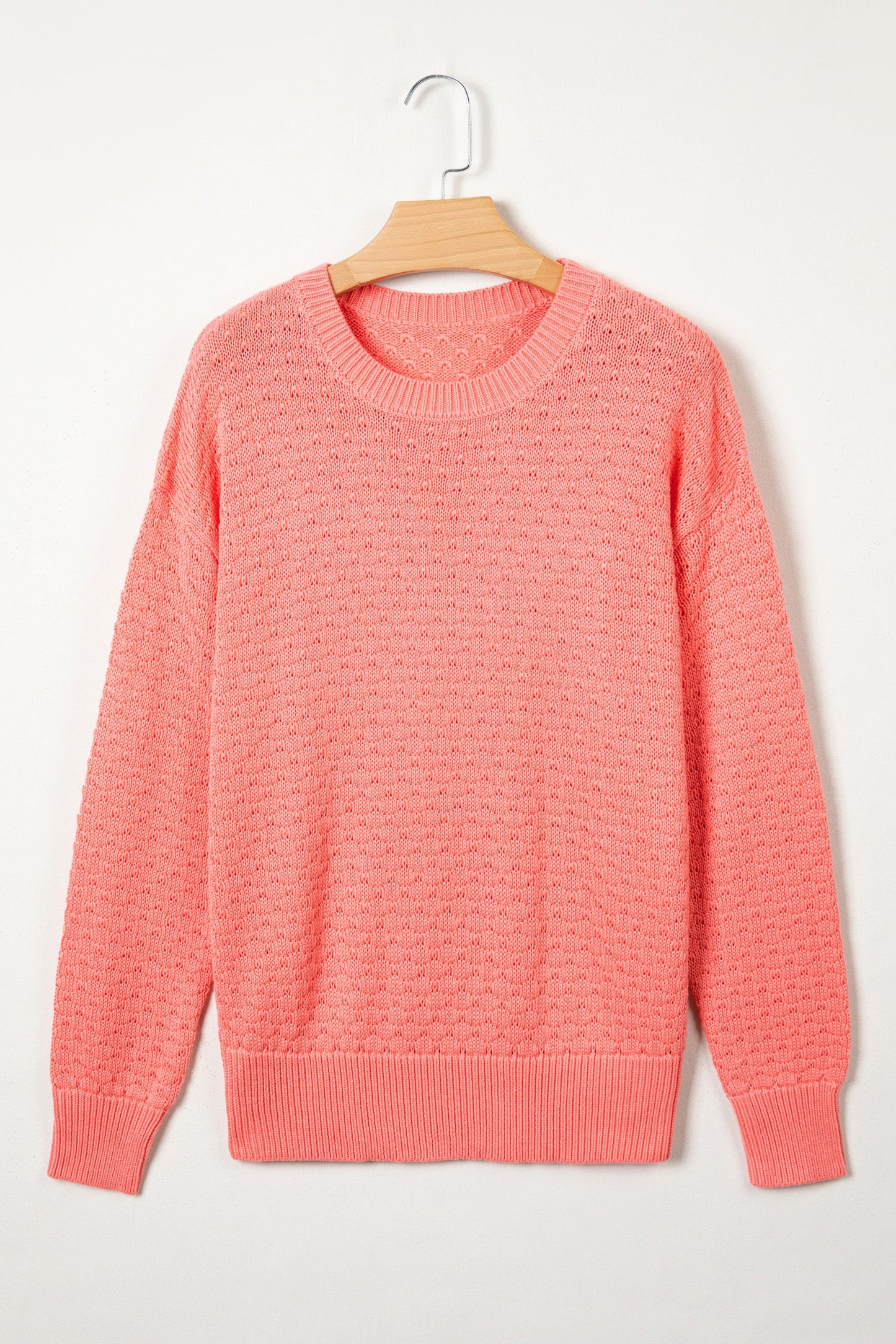 Ribbed Knit Drop Shoulder Long Sleeve Sweater