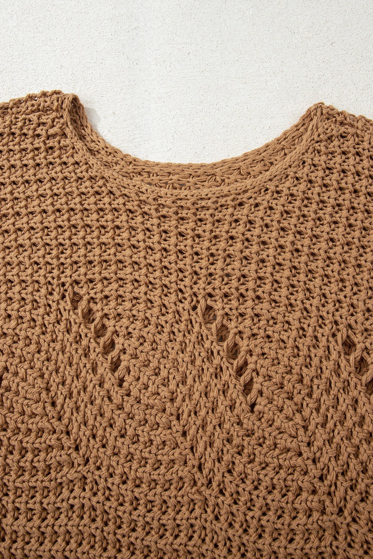 Hollowed Knit Wide Sleeve Pullover Sweater