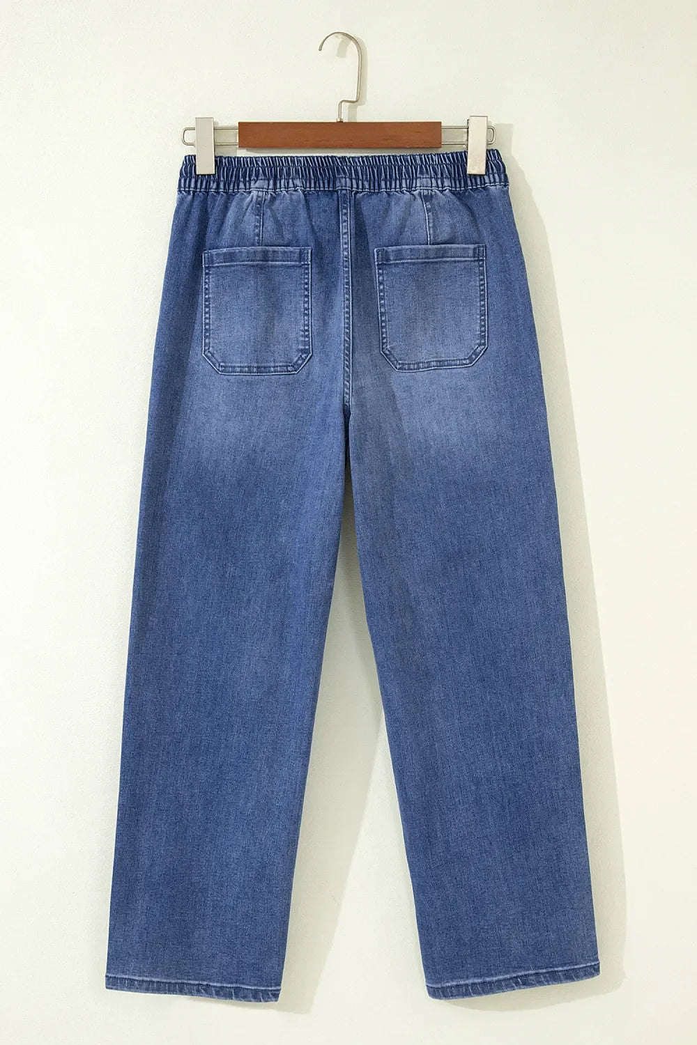 Denim Drawstring Waist Ankle Length Pants w/ Pockets
