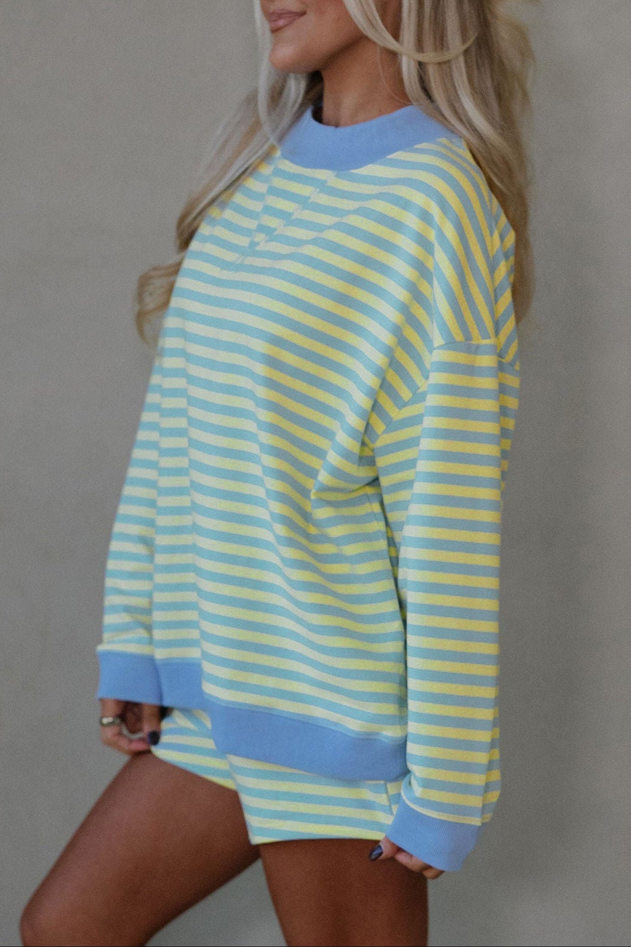 Stripe Colorblock Pullover & Pull-On Shorts Set