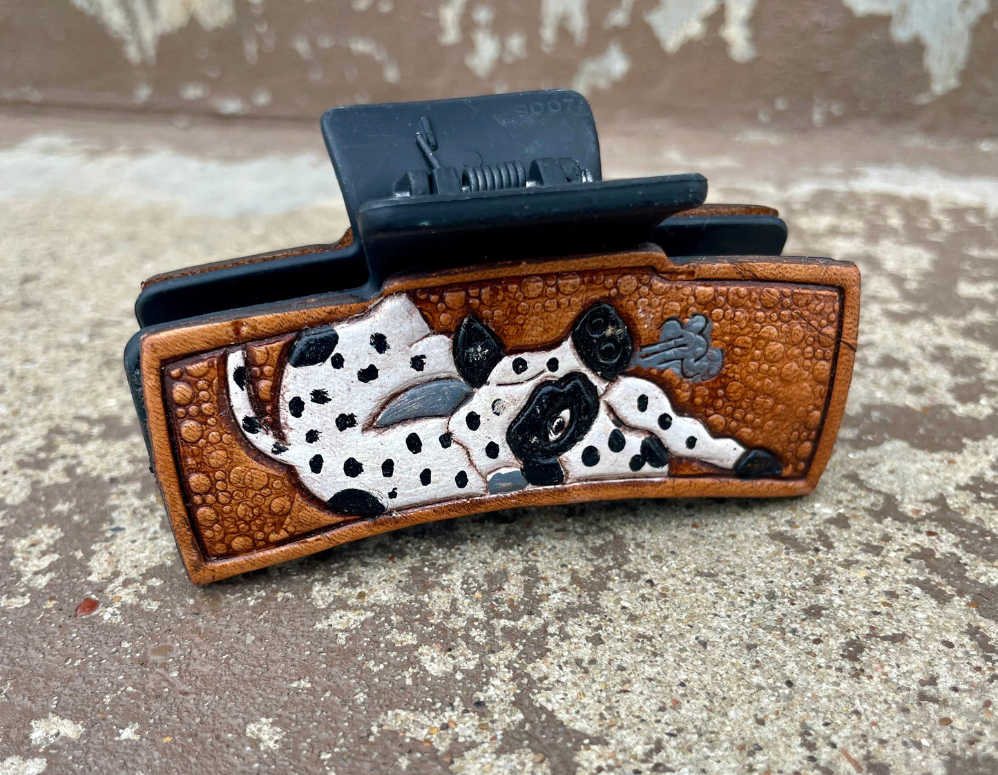 Highland Cow Tooled Leather  Hair Claw Clips 3”