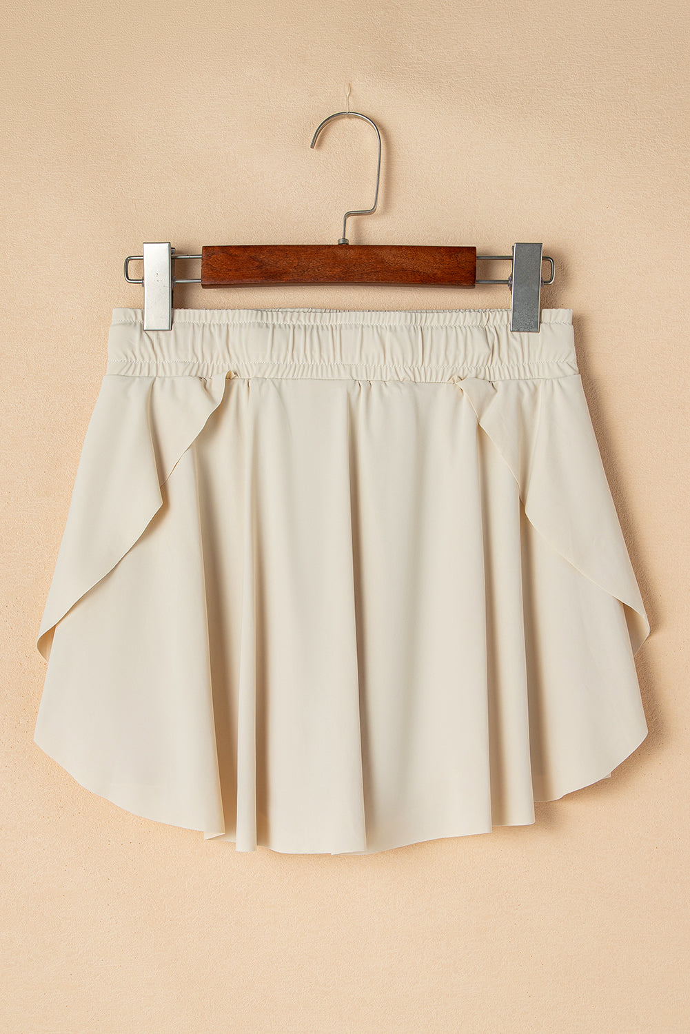 Solid Drawstring Elastic Waist Lined Tennis Skort