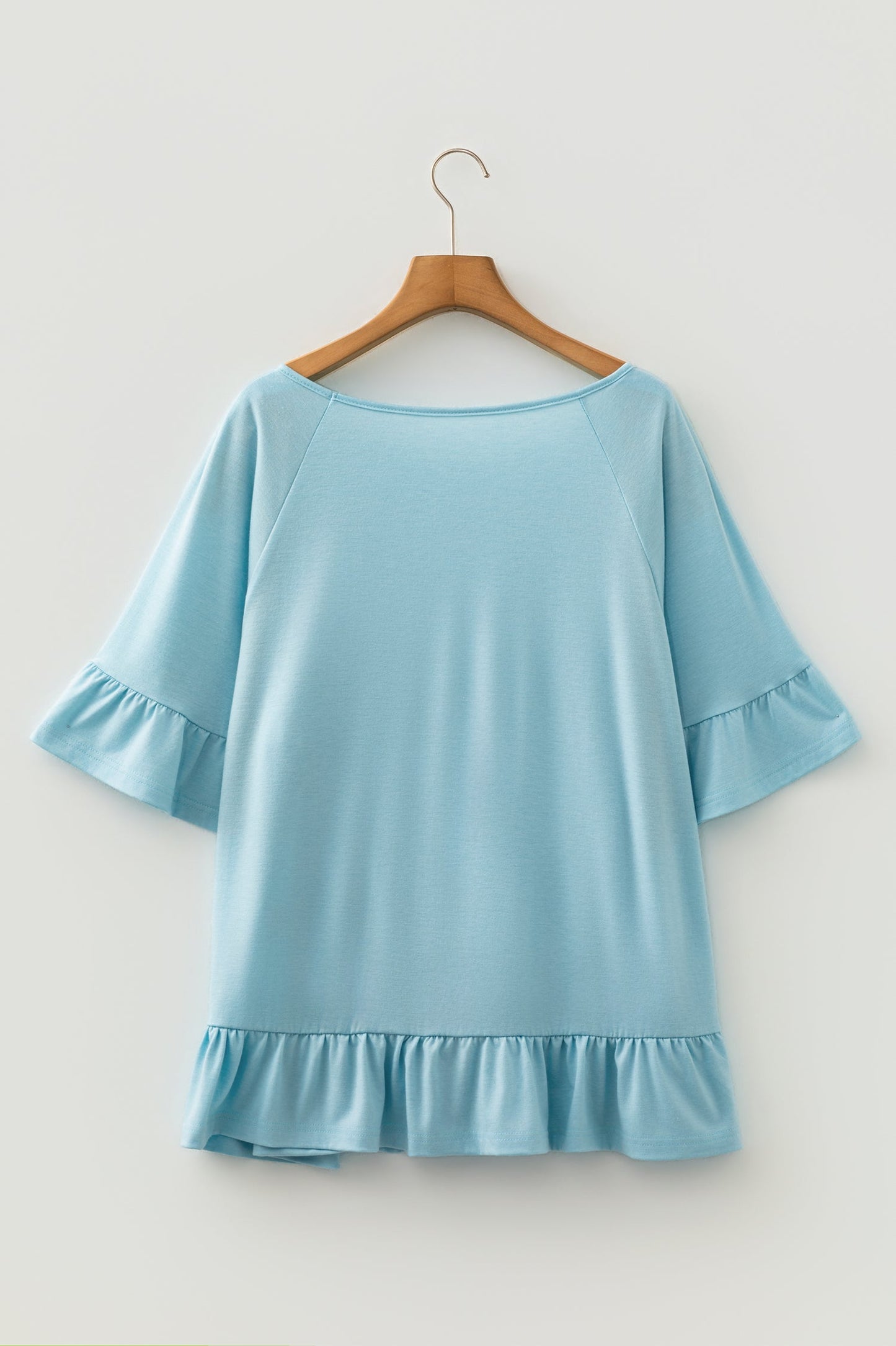 Plus Size Solid Ruffle Short Sleeve Blouse