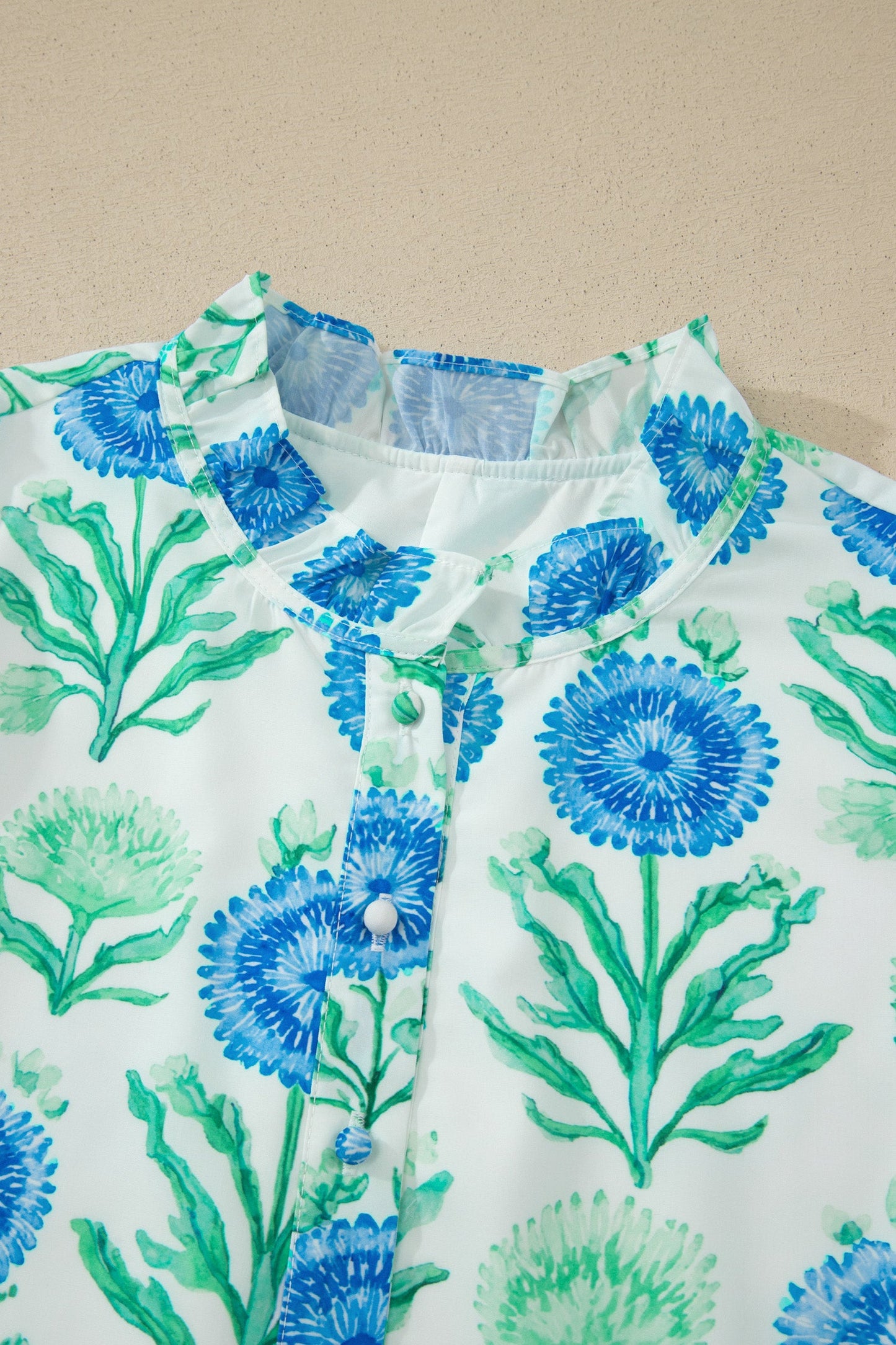 Floral Half Button Frilly Short Sleeve Dress