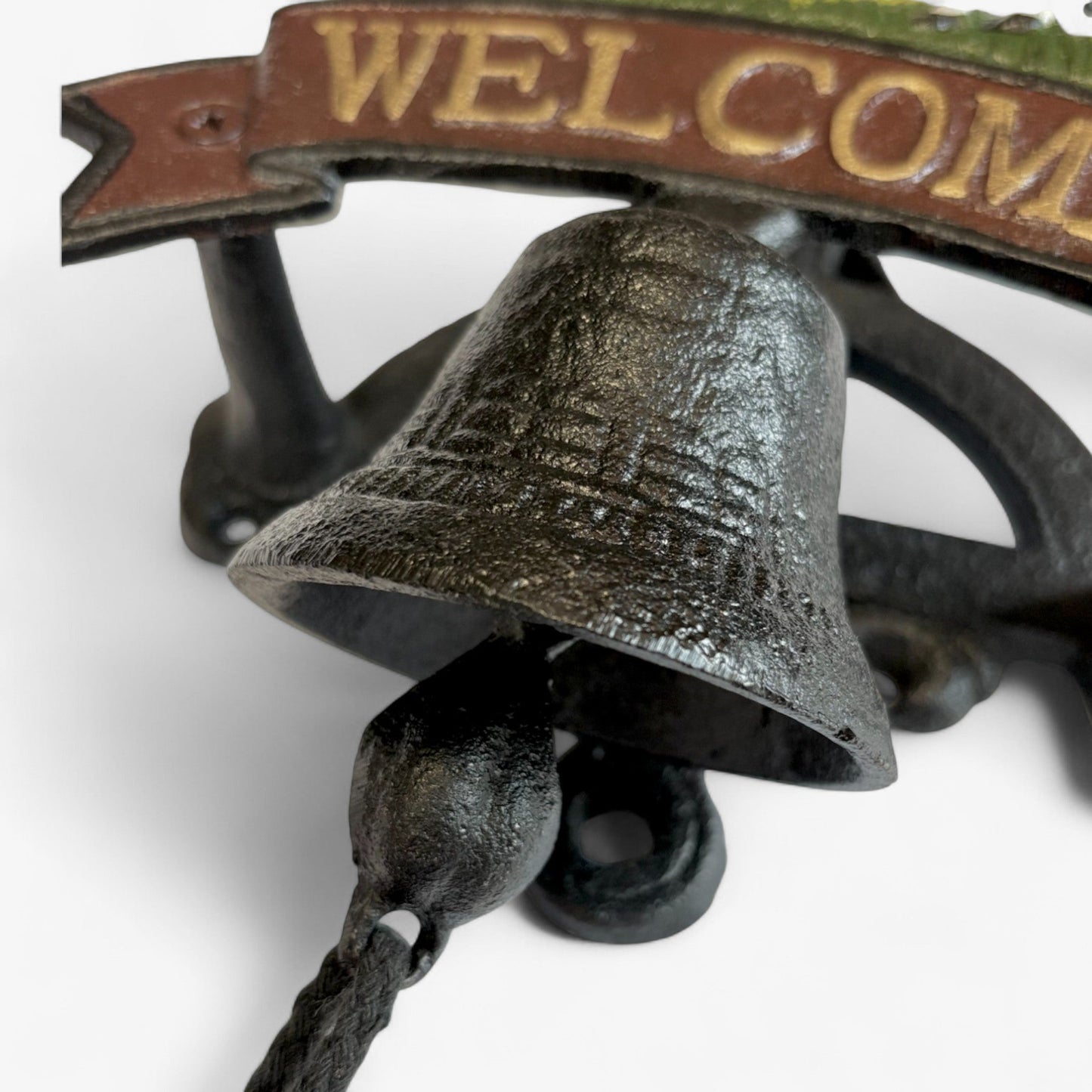Rustic Cast Iron Cow Welcome Bell Sign, Farmhouse Door Decor