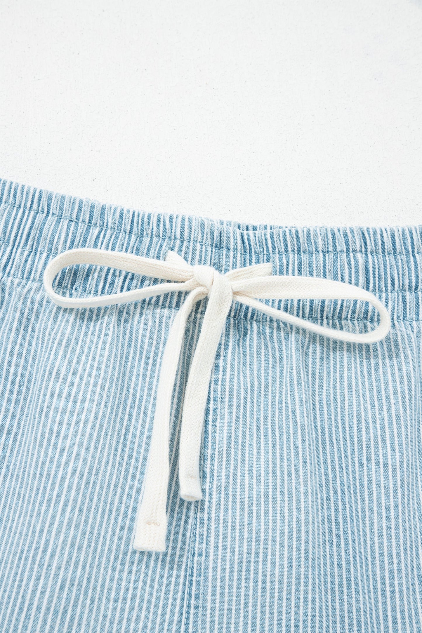 Plus Size Stripe Denim Contrast Drawstring Shorts