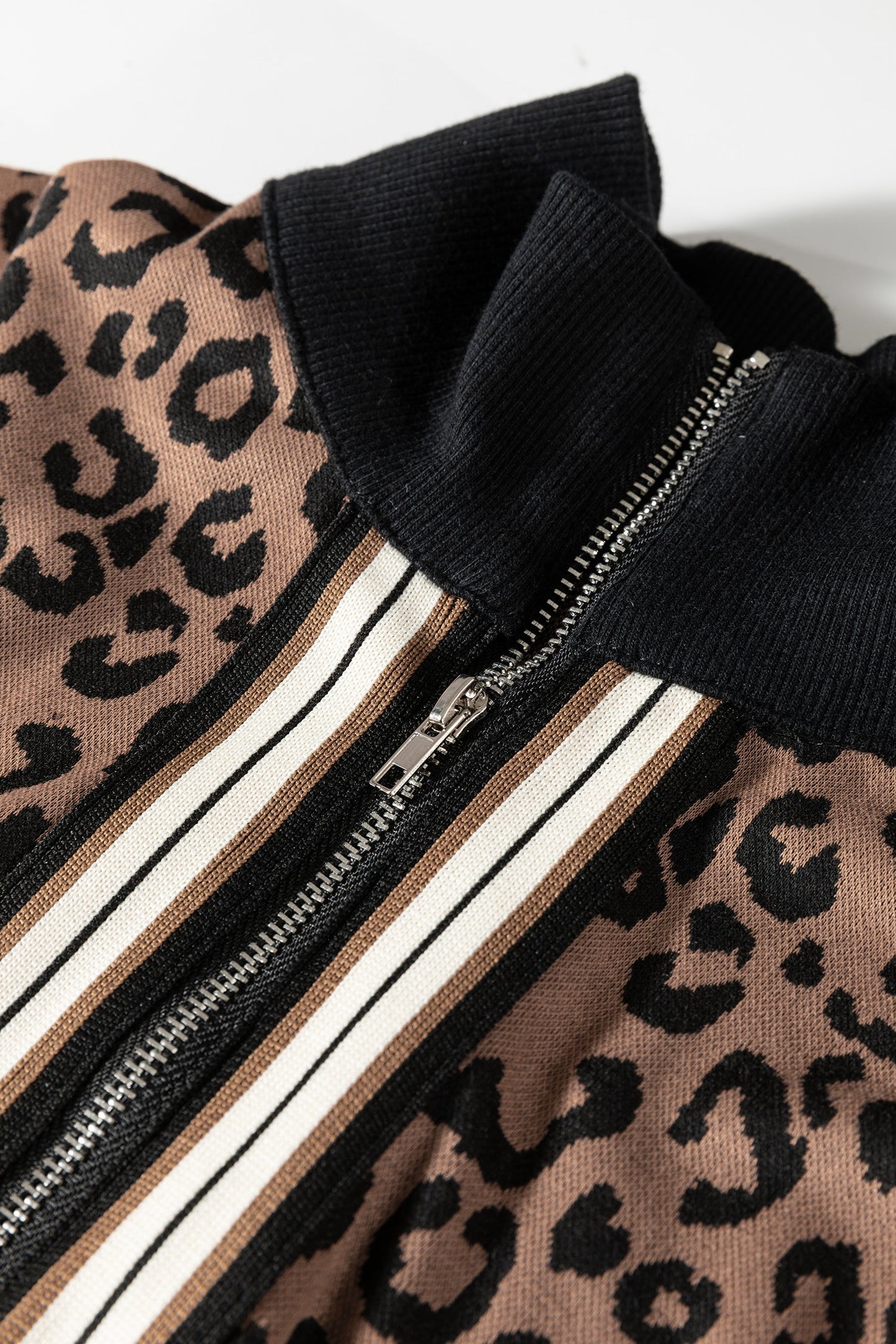 Leopard Quarter Zip Top & Mini Skirt Set