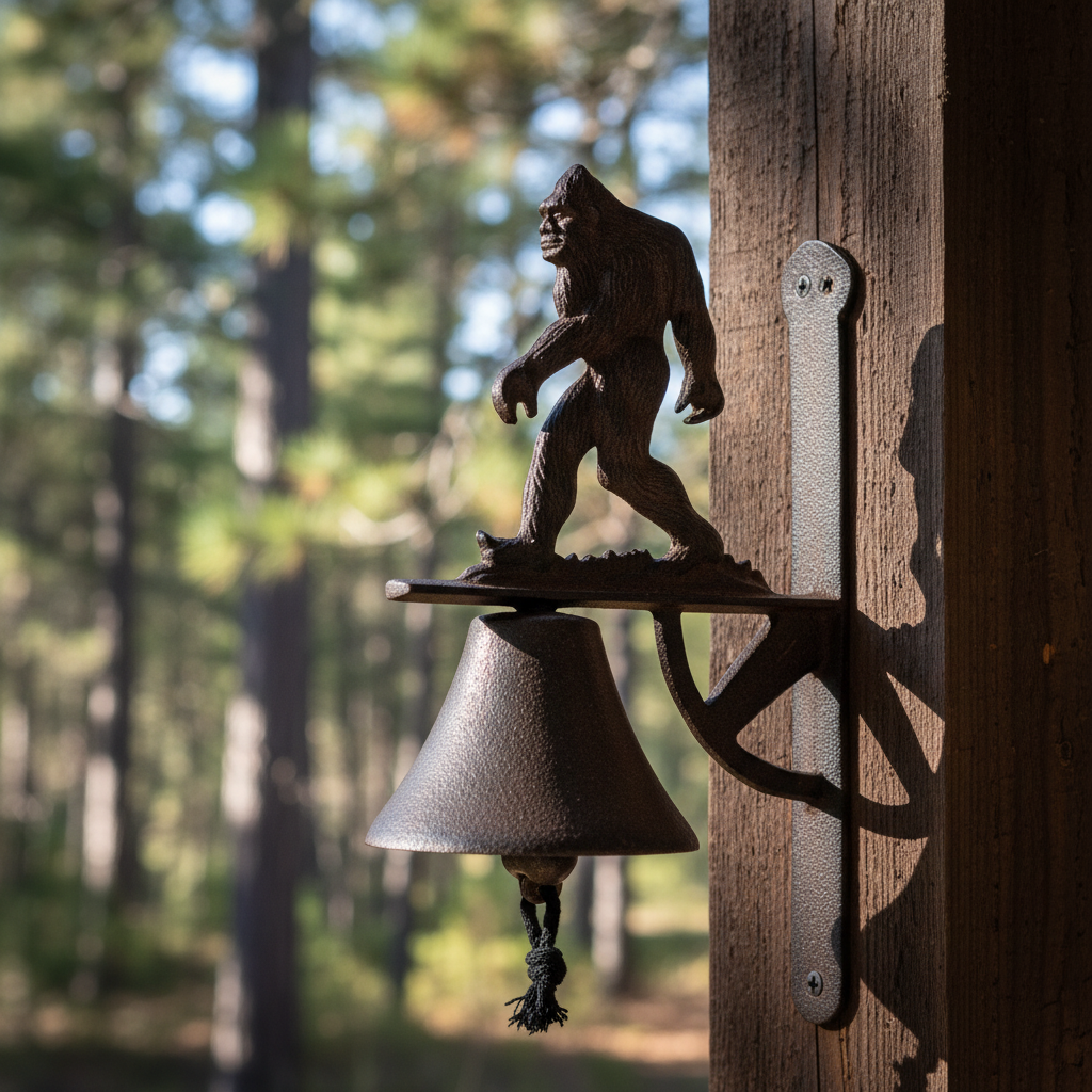 Rustic Cast Iron Bigfoot Bell, Sasquatch Doorbell for Porch or Cabin Entryway