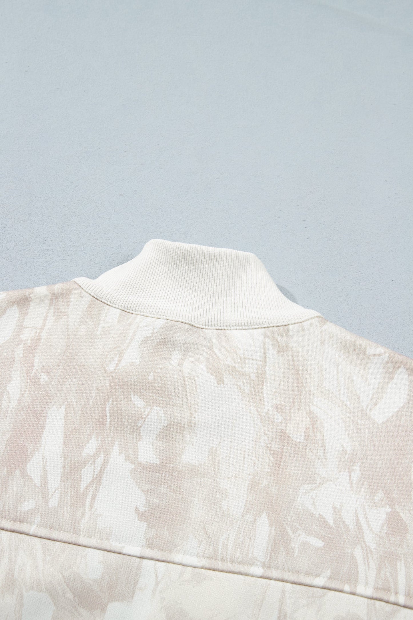 Camo Quarter-Zip Drop Shoulder Long Sleeve Sweatshirt