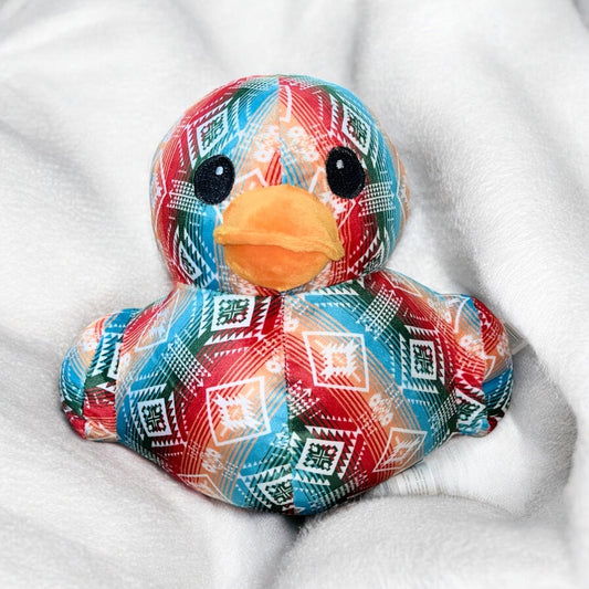 Red Aztec plush duck-medium farm pal