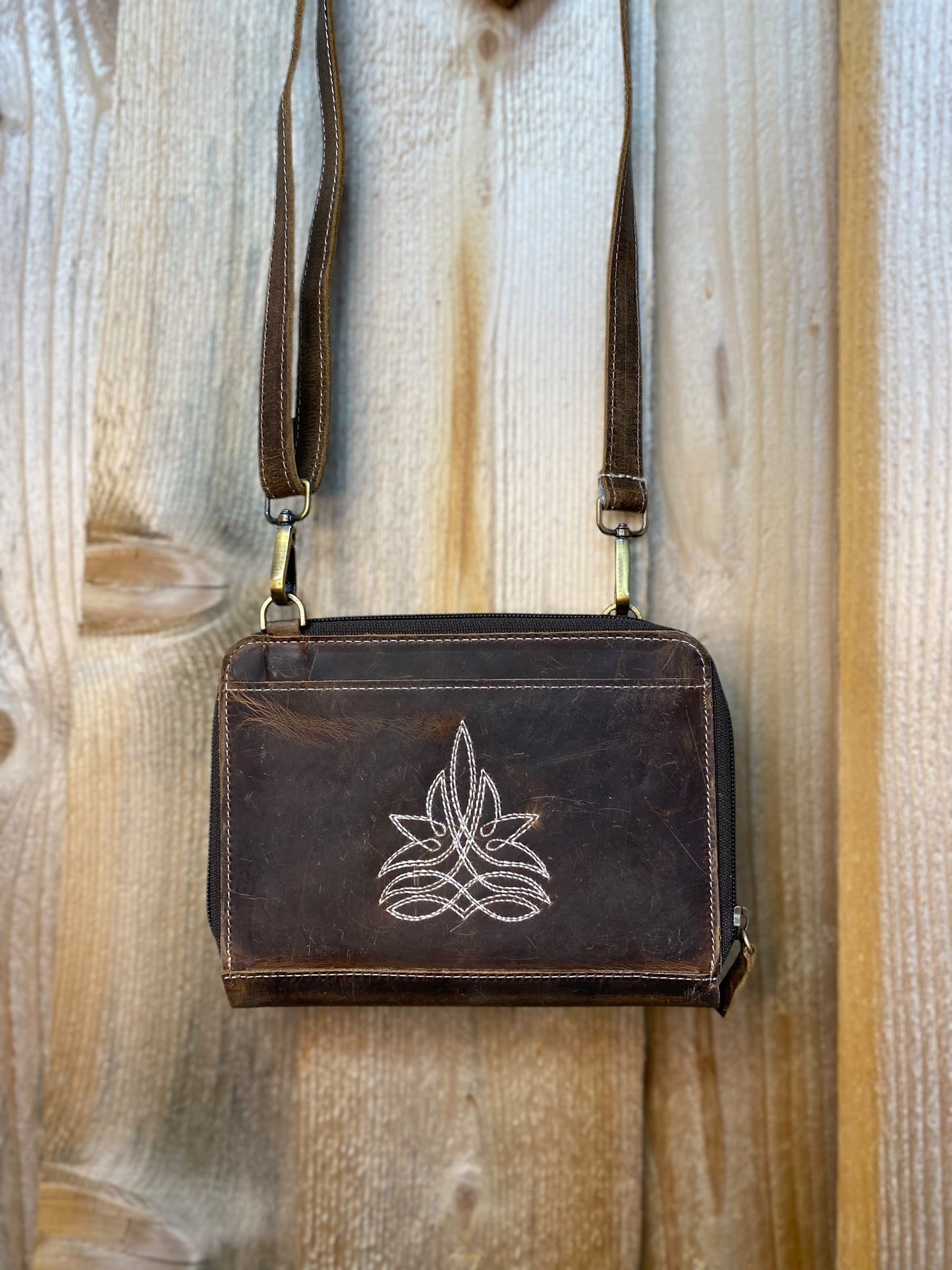 Bootstitch 2 Rustic Leather All Tooled Leather Crossbody