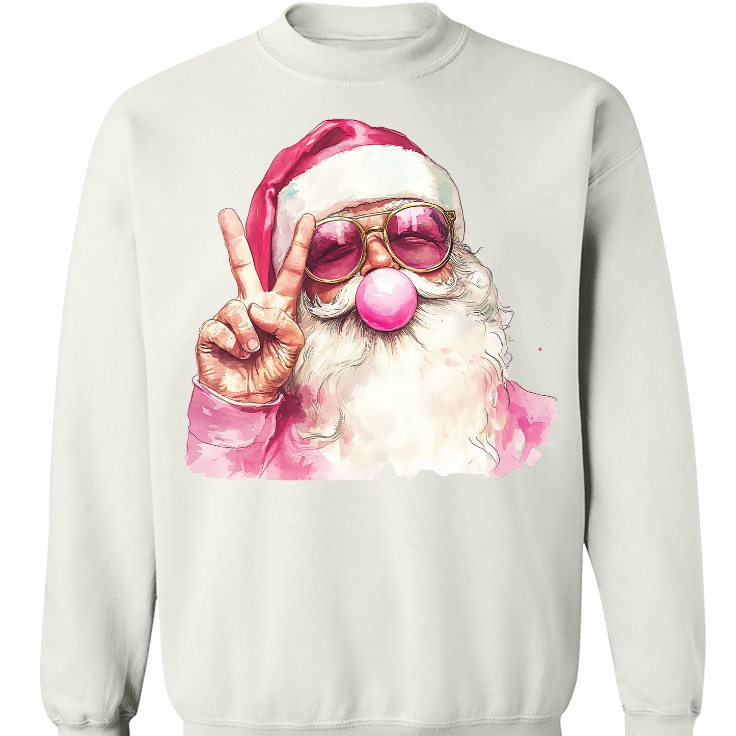 Retro Santa Christmas Blowing Bubble, Vintage Merry Christmas Sweater, Funny Santa With Sunglasses Xmas Holiday Sweatshirt C1633