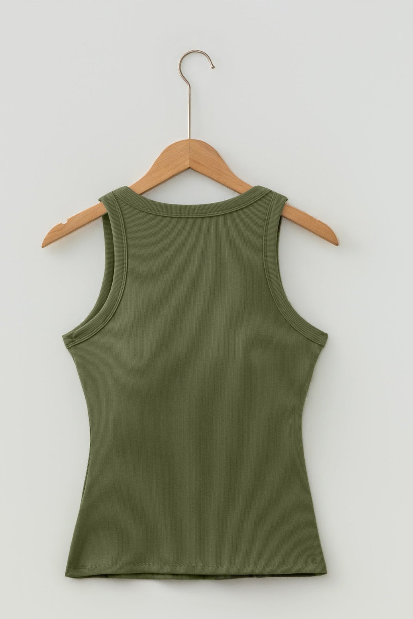 Solid Ribbed Knit Padded Tank Top