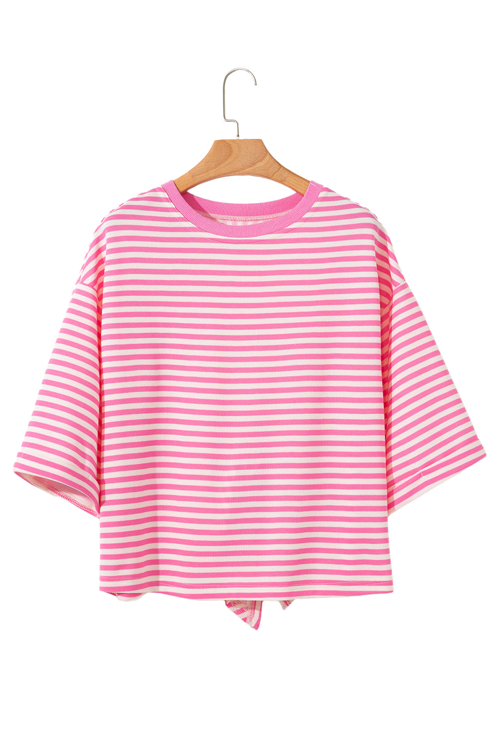 Stripe Bow Back Cutout Tee