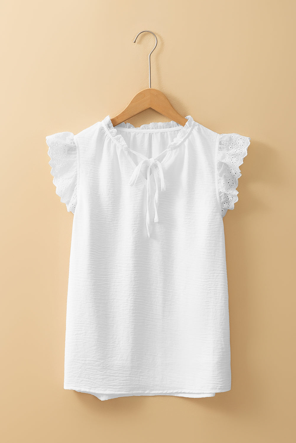 Embroidered Eyelet Ruffle Trim Blouse