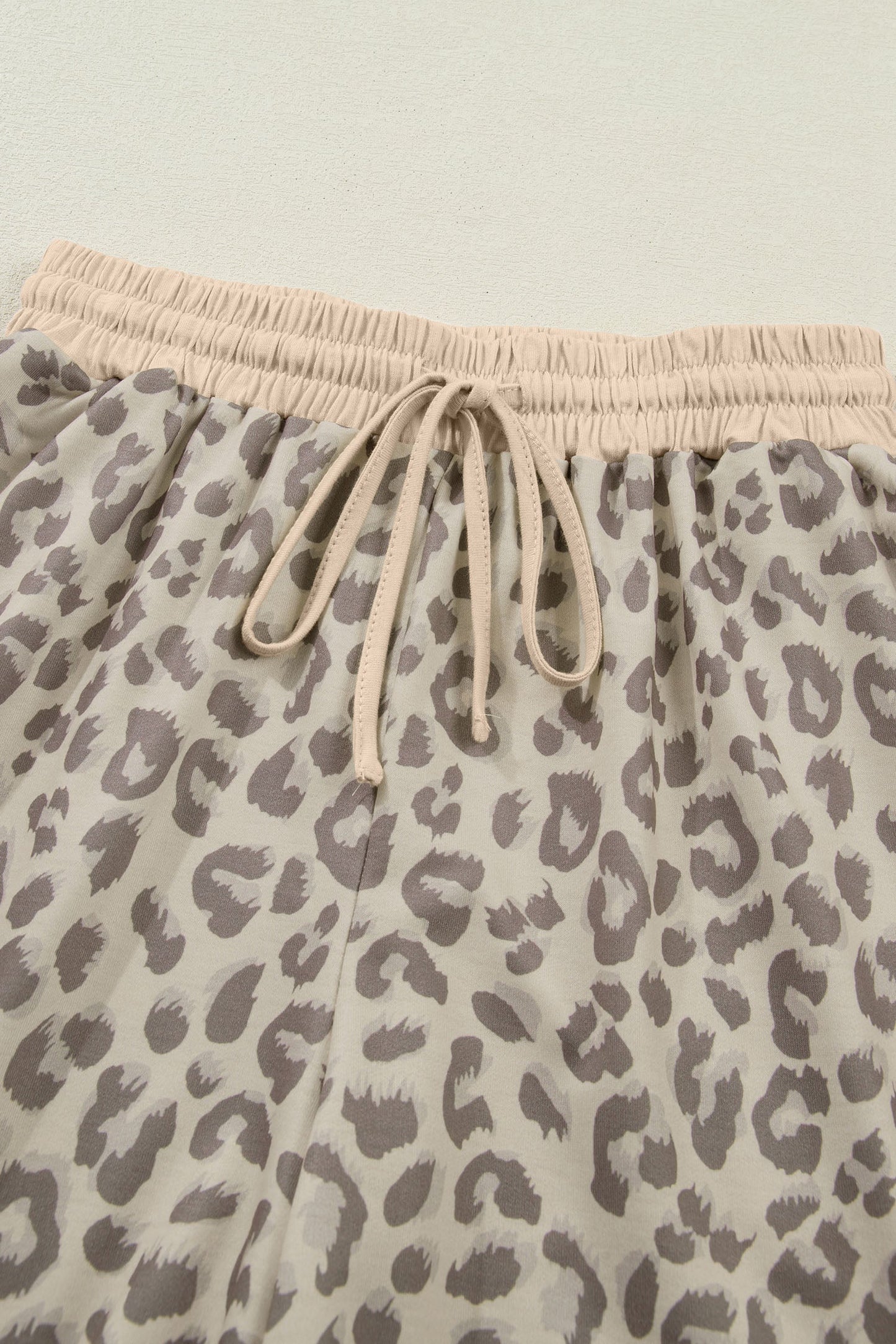 Leopard Collared V-Neck Top & Shorts Set