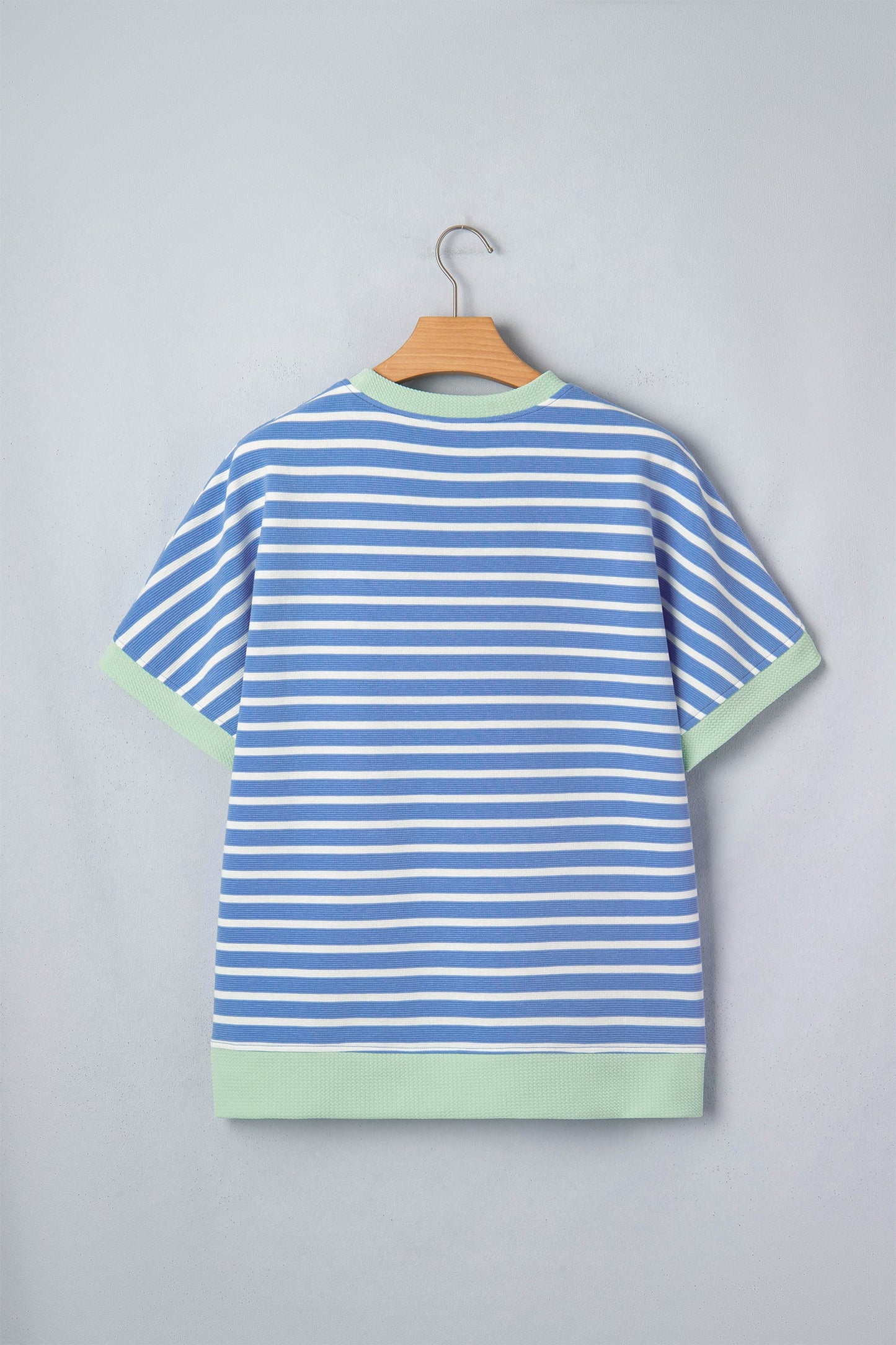 Stripe Contrast Trim Short Sleeve Top