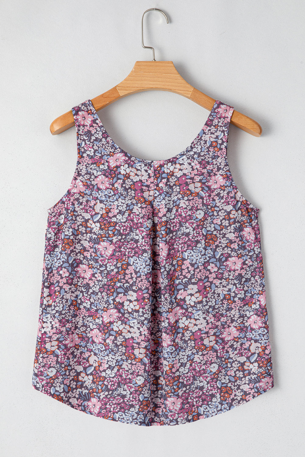 Floral Pleated Button Up Tank Top
