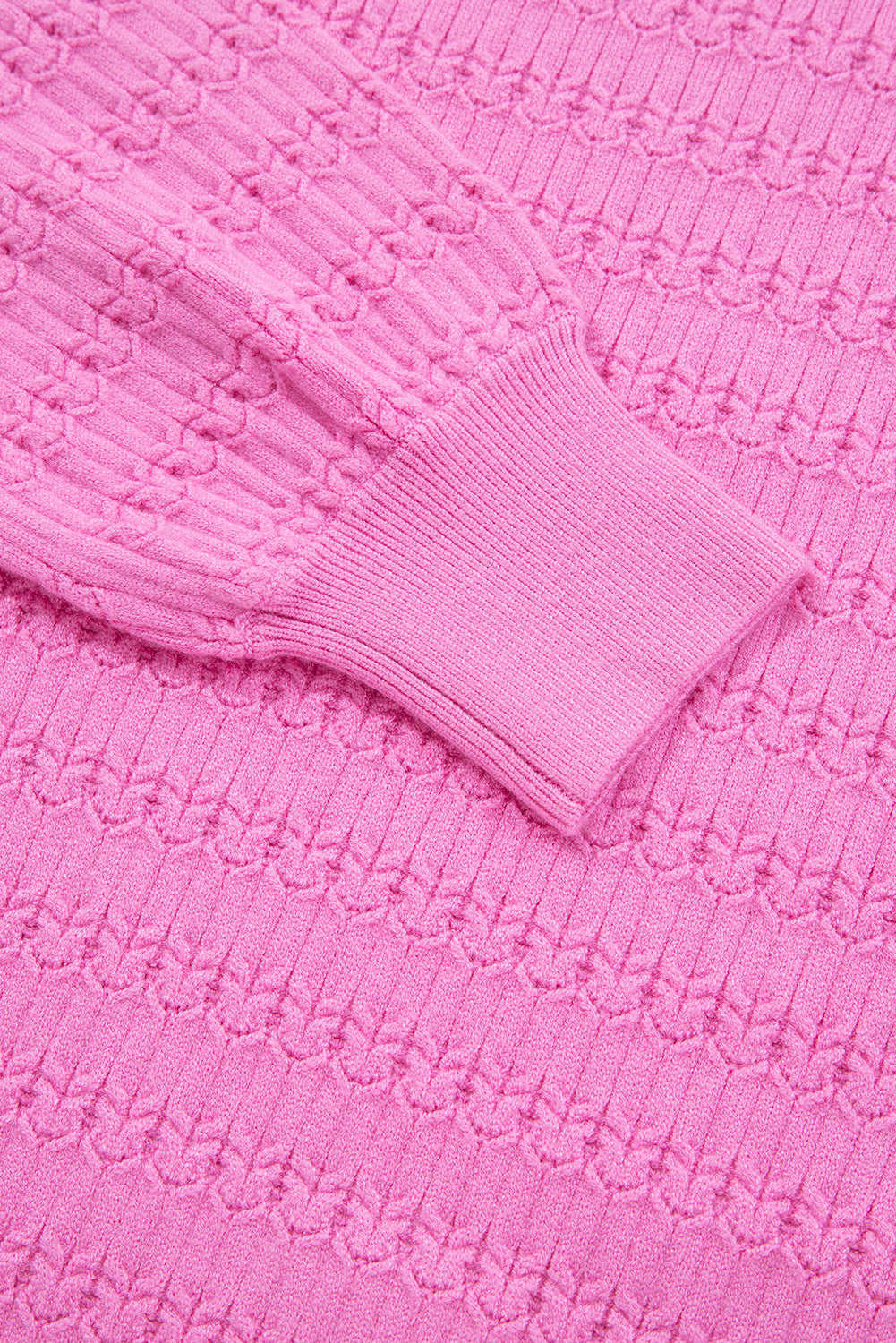 Solid Knit Ribbed Cuff Crewneck Sweater
