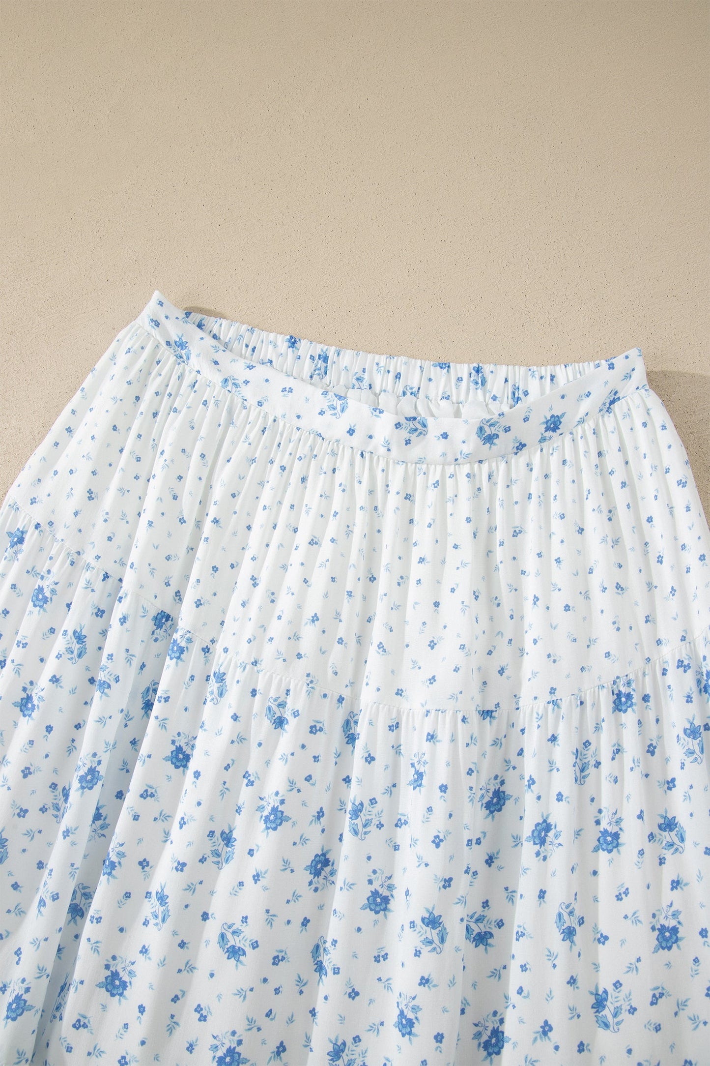 Floral Patchwork High Waist Tiered Maxi Skirt