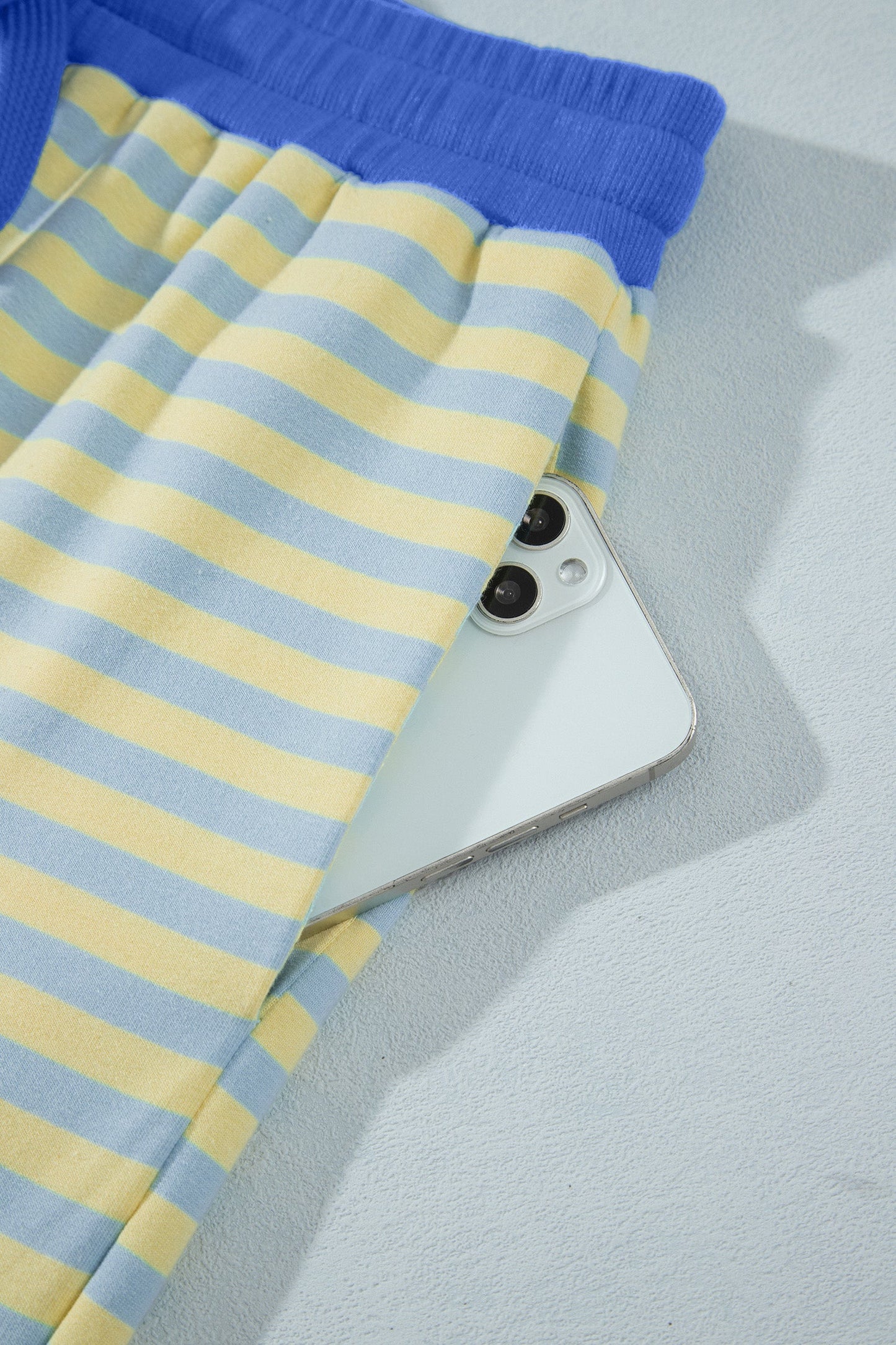Stripe Colorblock Trim Short Sleeve Tee and Pants Set