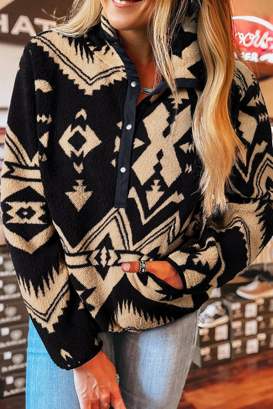 Western Aztec Fleece Half Zip Sweatshirt