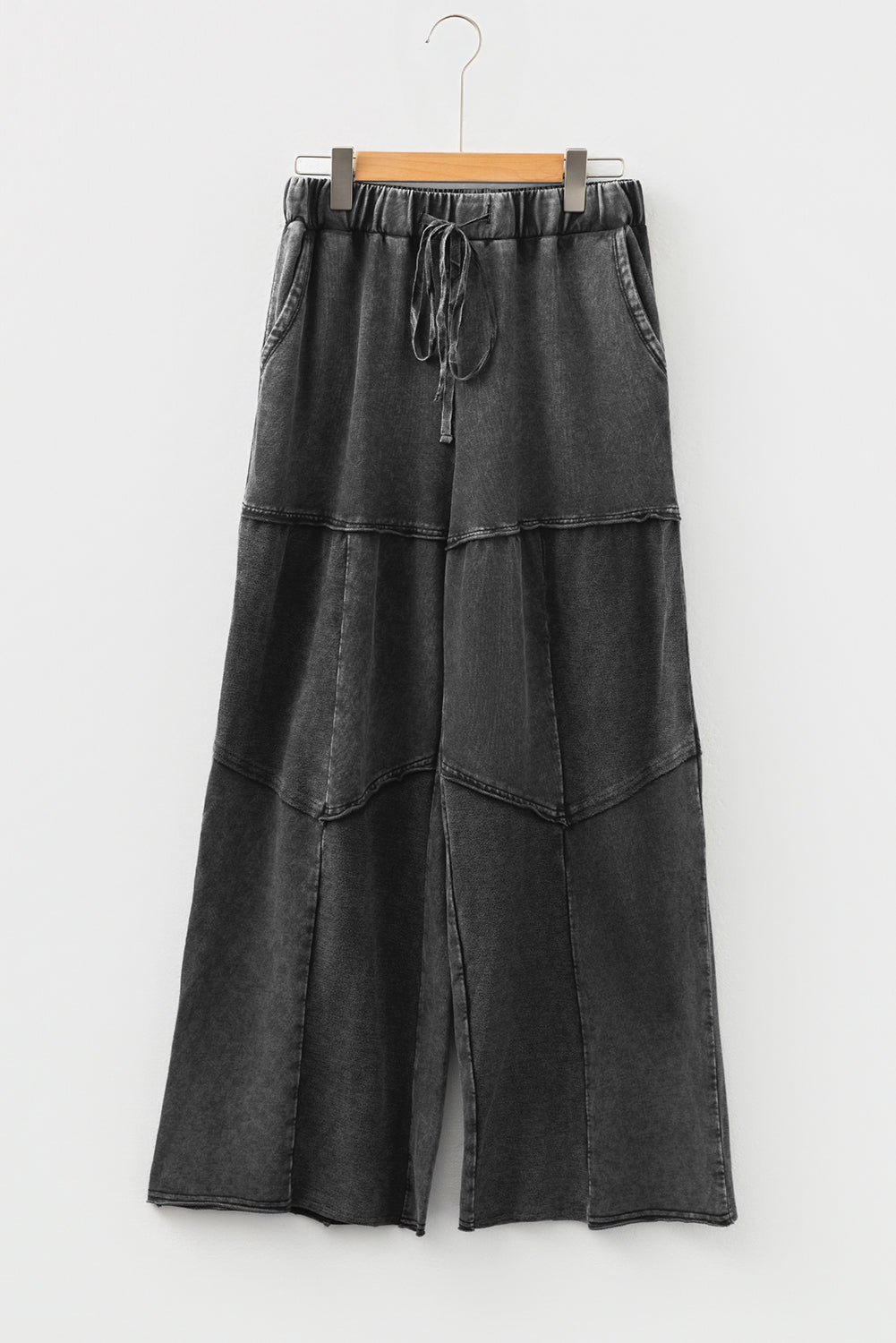 Mineral Wash Tiered Drawstring Wide Leg Pants
