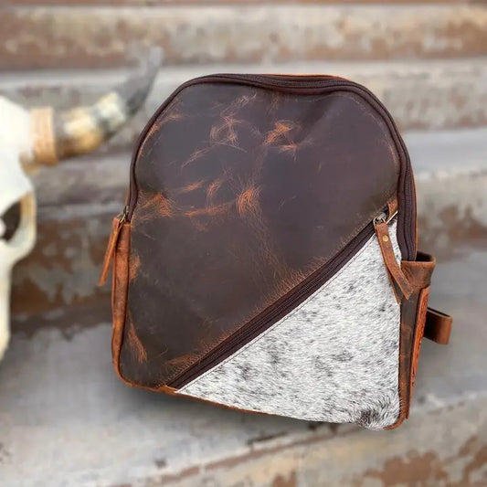 Vintage Leather Backpack Cowhide & Tooled