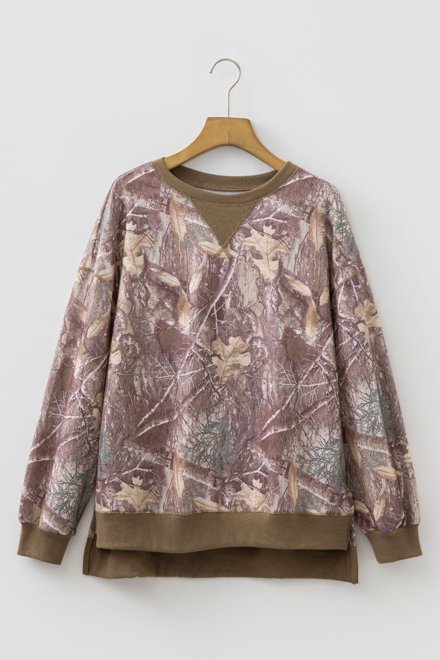 Camo Abstract Colorblock Detail Baggy Pullover Sweatshirt