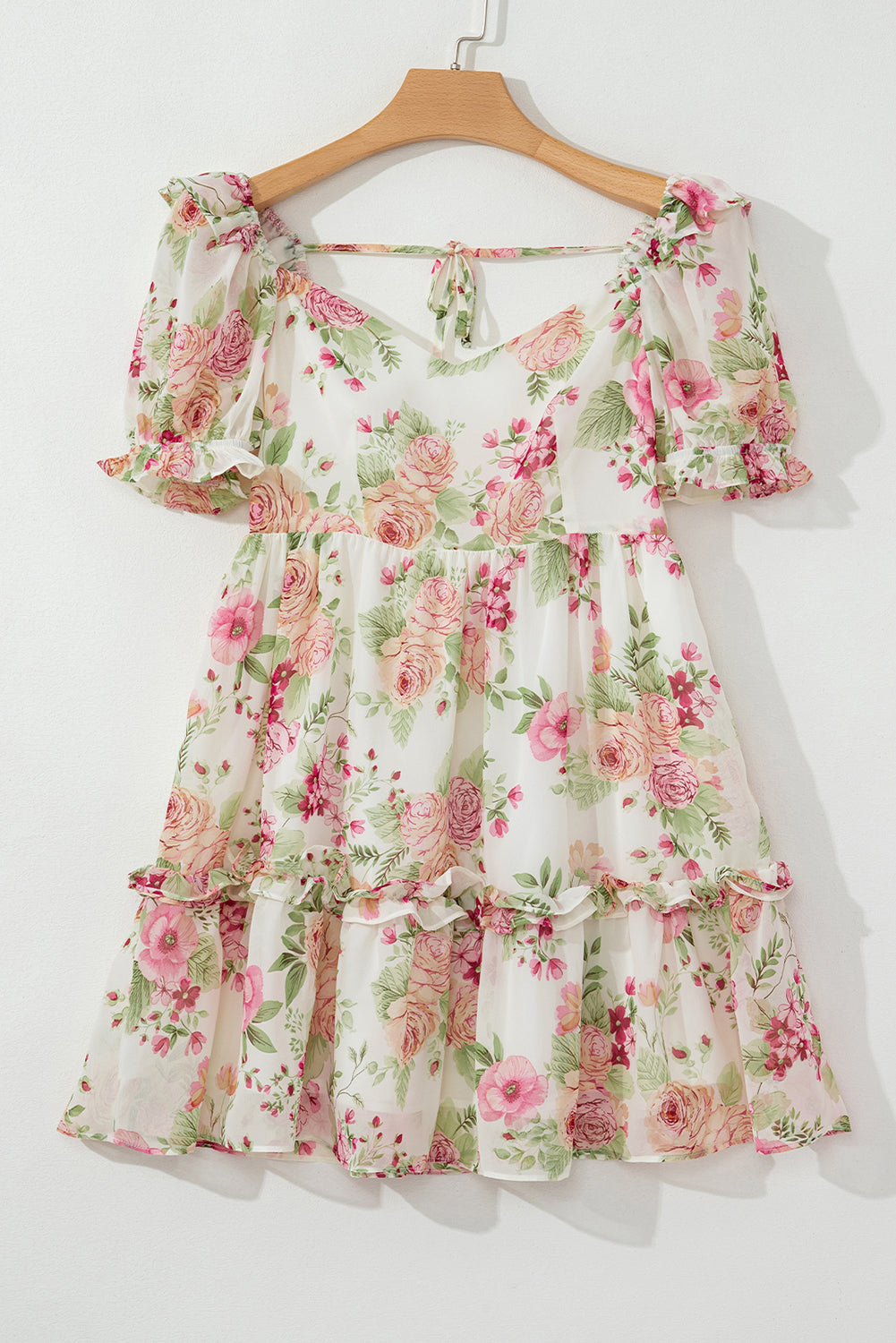 Floral Ruffle Sweetheart Mini Dress