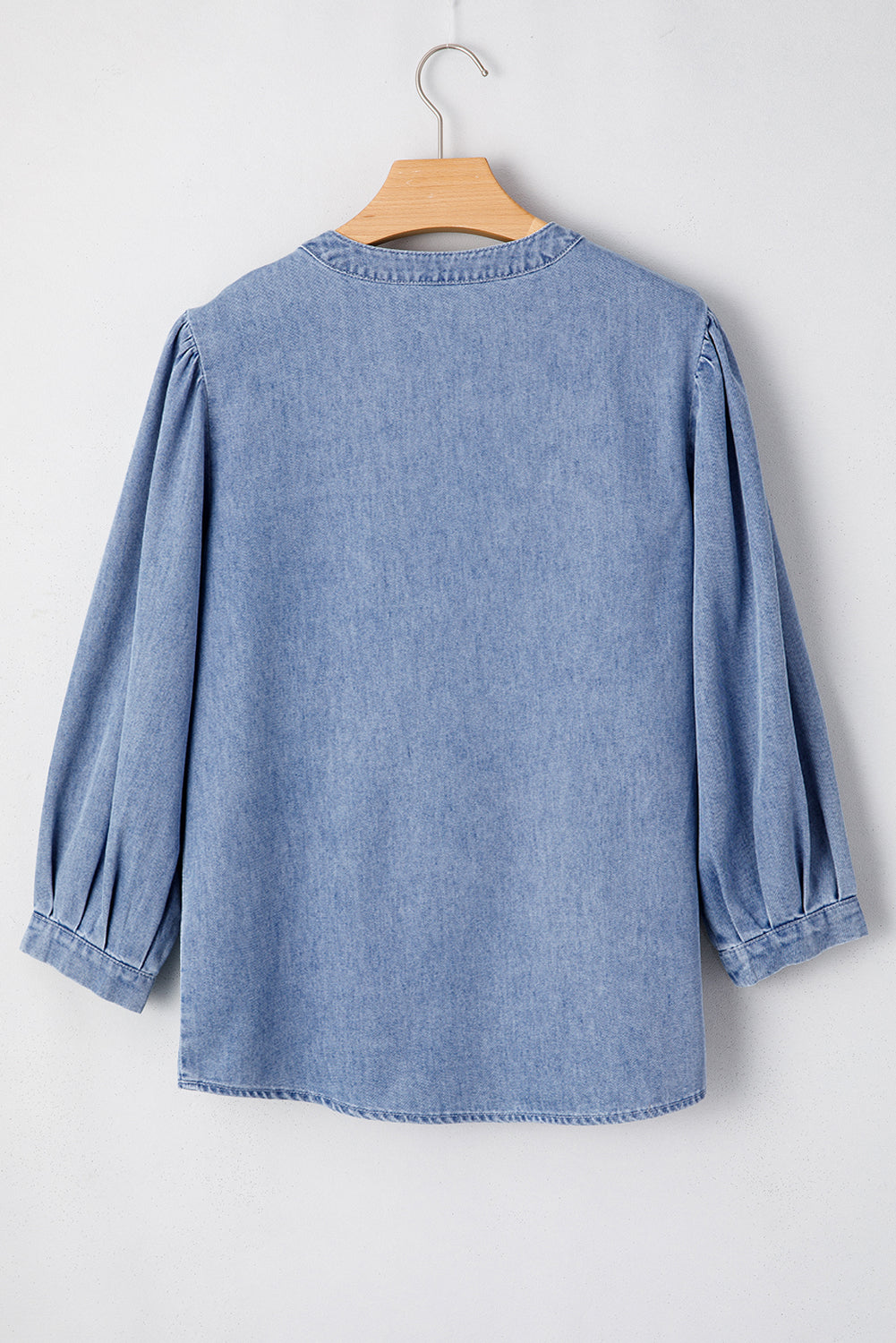 Denim Pleated Bow Tie Top