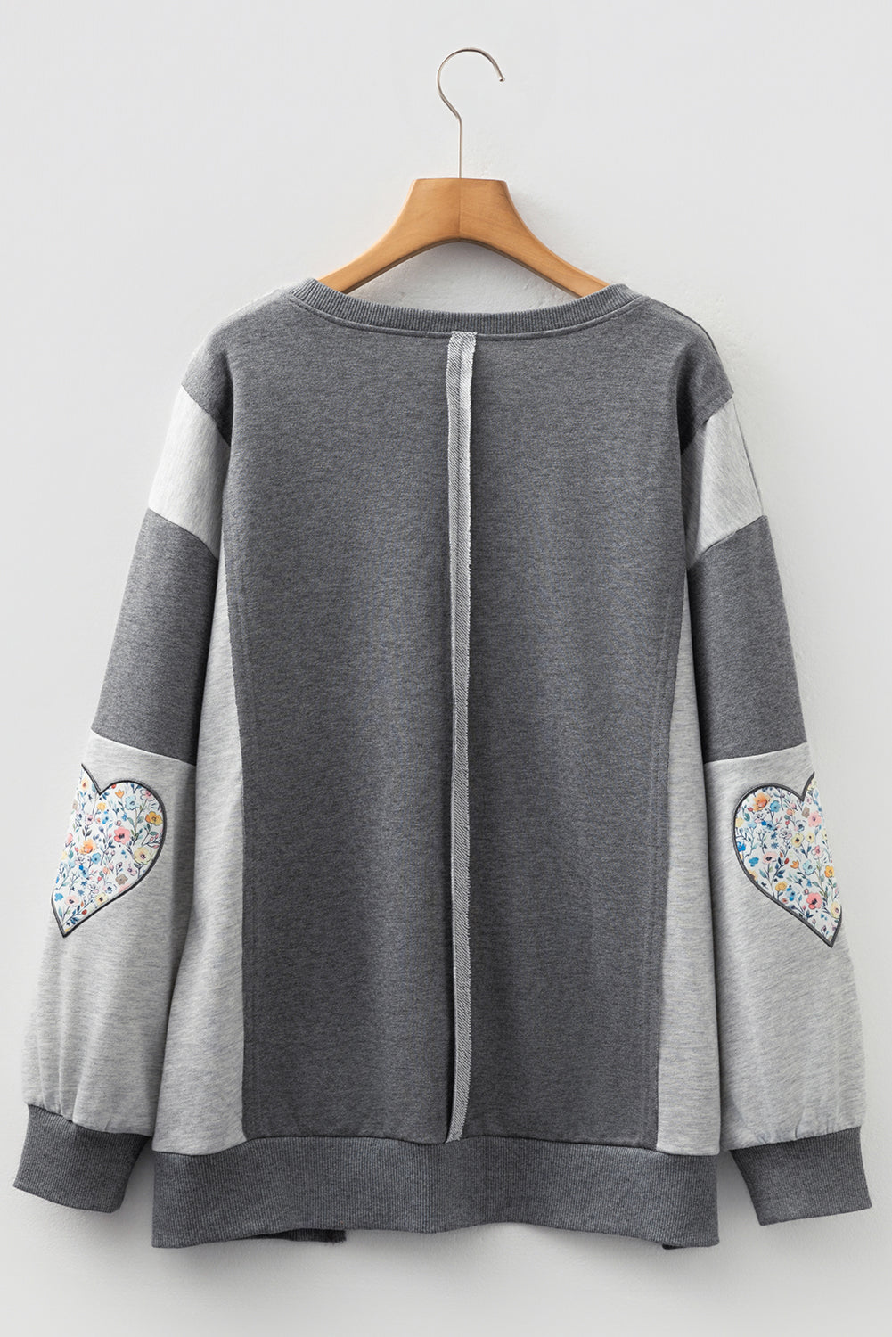 Floral LOVE Reverse Seam Patchwork Long Sleeve Sweatshirt