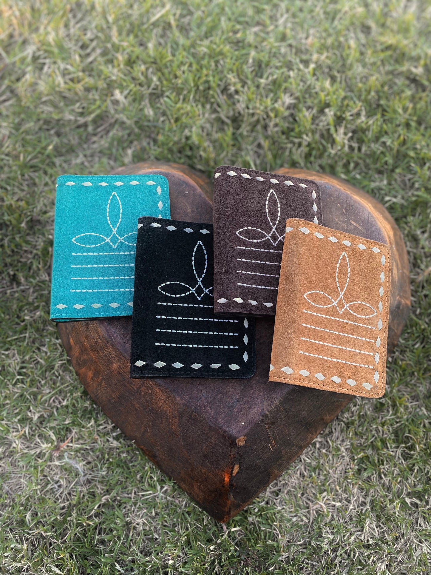 Black BootStitch Suede Leather Passport Cover