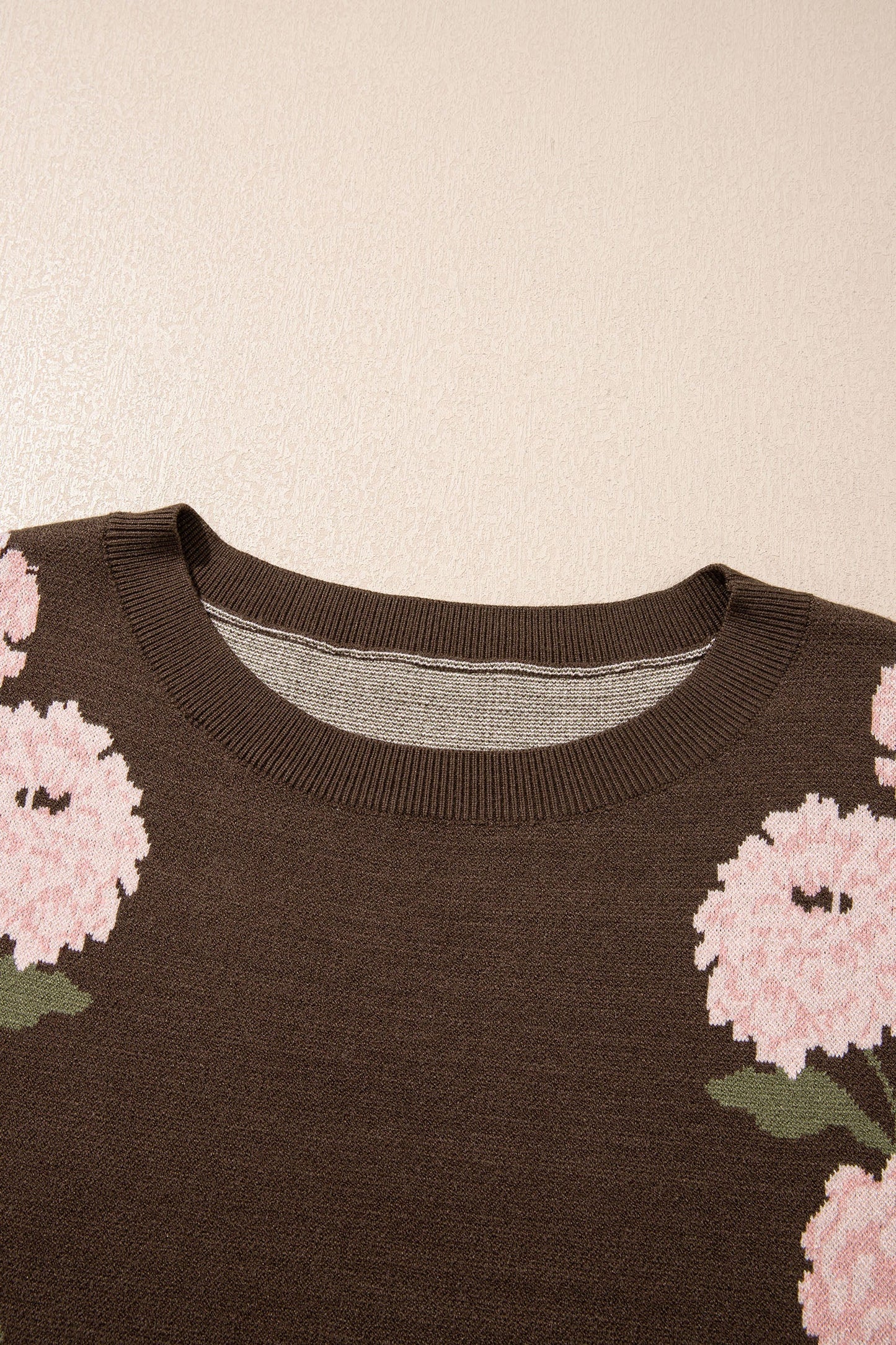 Floral Drop Shoulder Long Sleeve Pullover Sweater