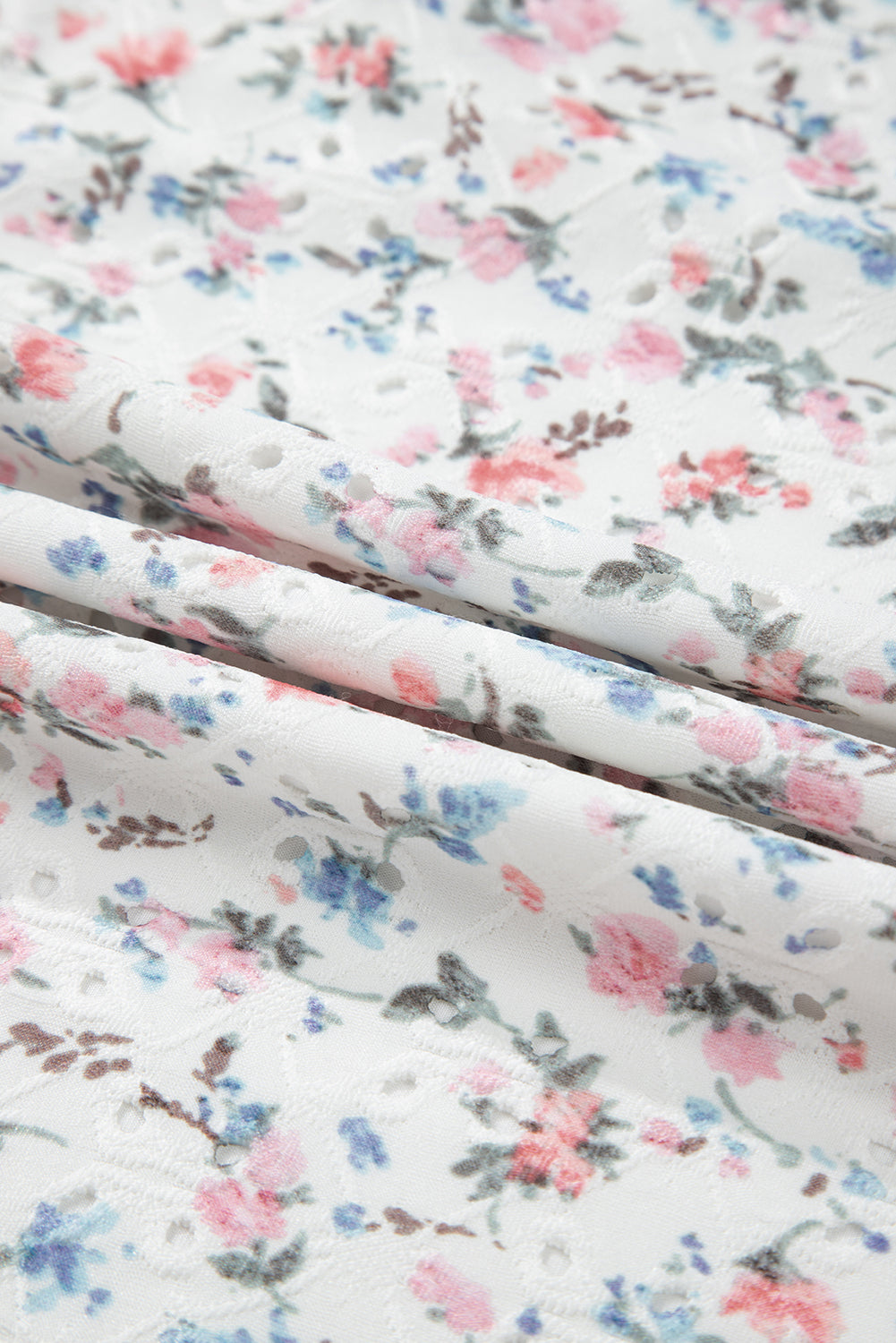 Floral Textured Square Neck Slim Fit Long Sleeve Top
